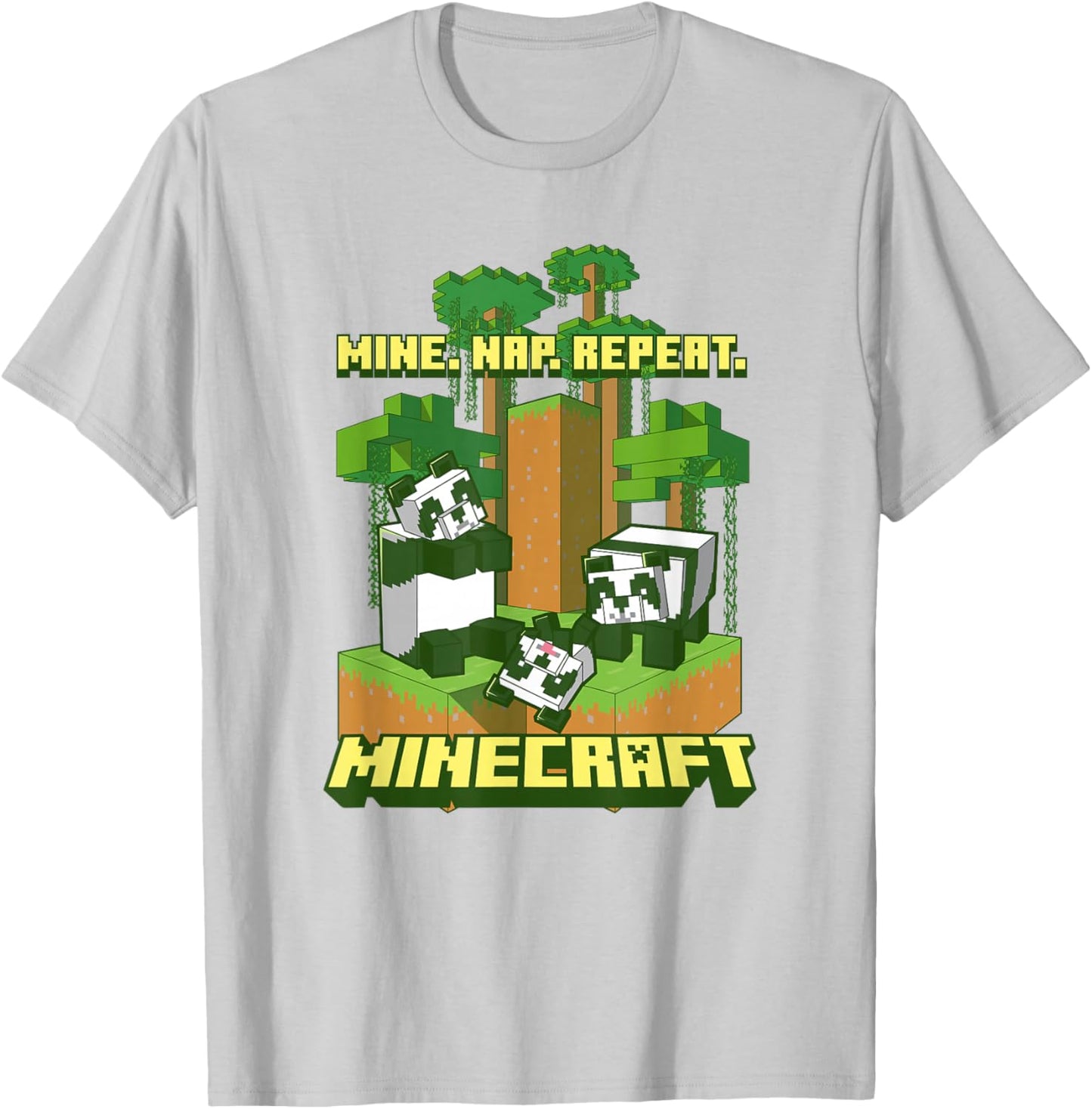 Minecraft Pandas Mine Nap Repeat Poster T-Shirt - T-Shirt | Ash