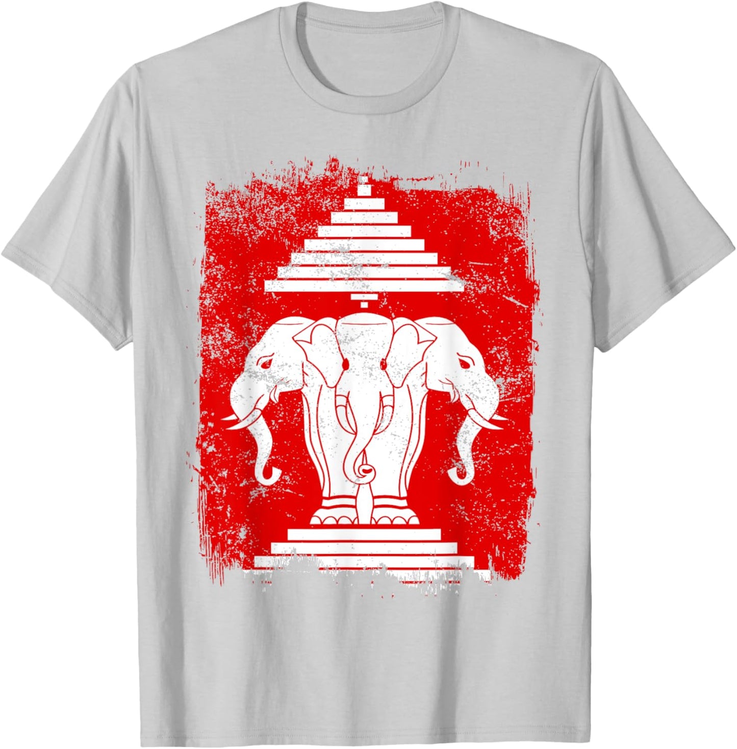 Laos Erawan Three Headed Elephant Kingdom of Laos T-Shirt - T-Shirt | Ash
