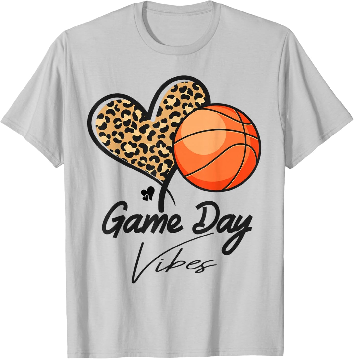 America basketball Game Day Vibes basketball Mom leopard T-Shirt - T-Shirt | Ash