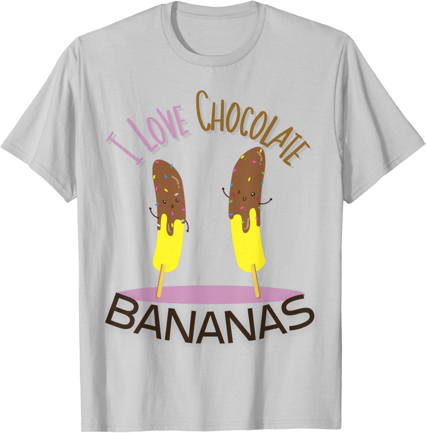 I Love Chocolate Bananas T-Shirt - T-Shirt | Ash