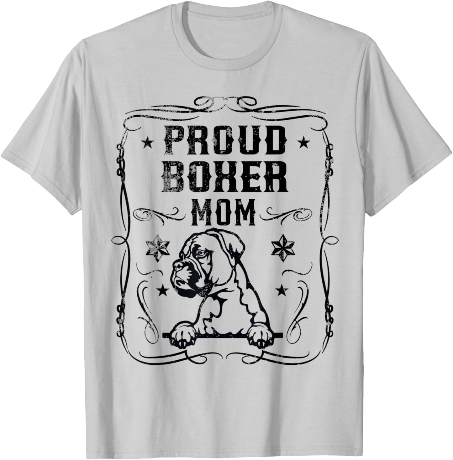 Proud Boxer Mom Best Cute Puppy Dog Lover Mothers Day Themed T-Shirt - T-Shirt | Ash