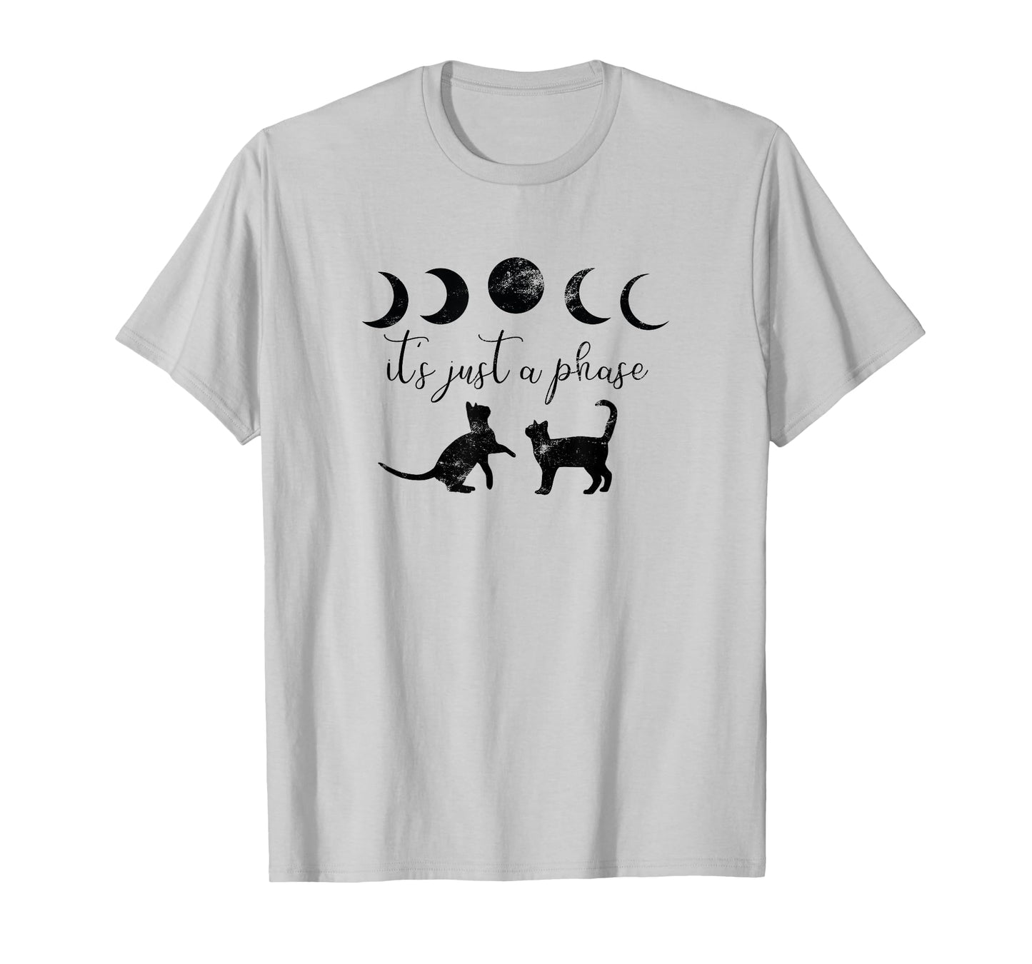 Cats Motif Funny Fun Retro Moon Quote Its just a phase T-Shirt