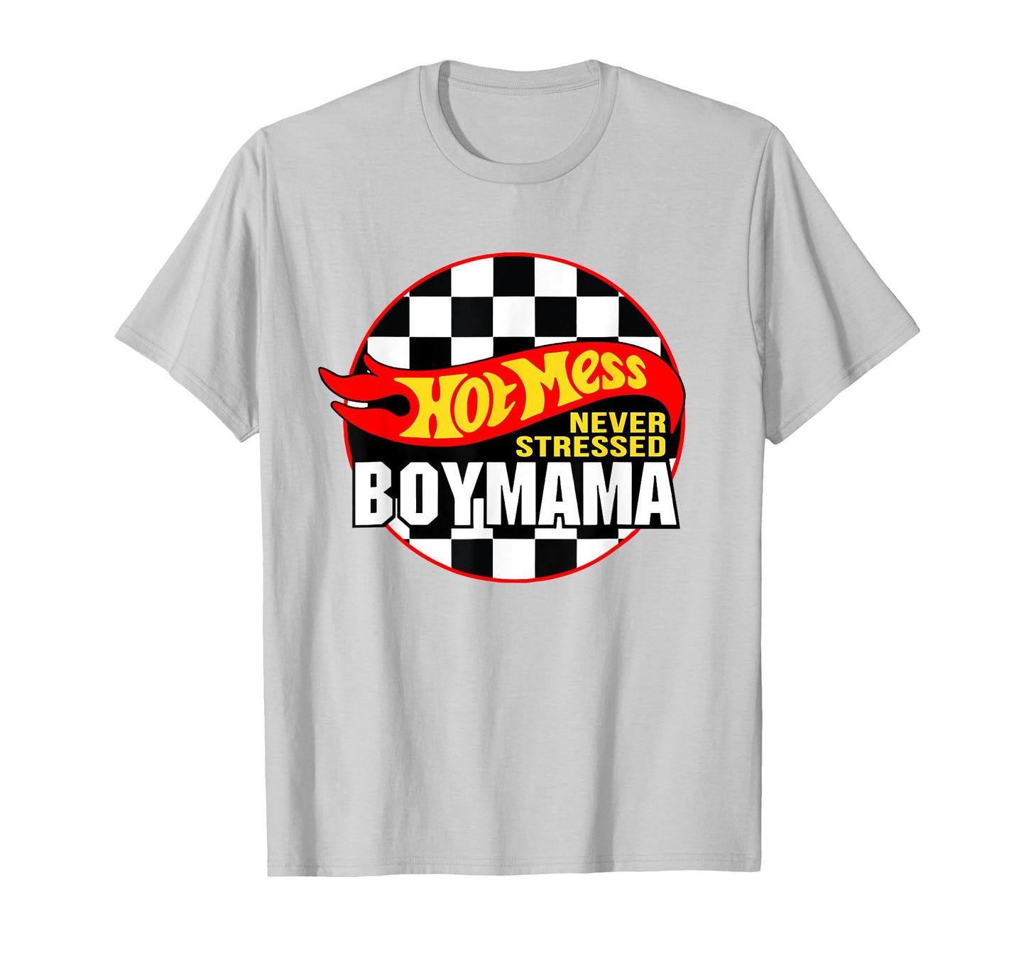 Hot Mess Little Stressed Boy Mama Racing Cars Mother's Day T-Shirt