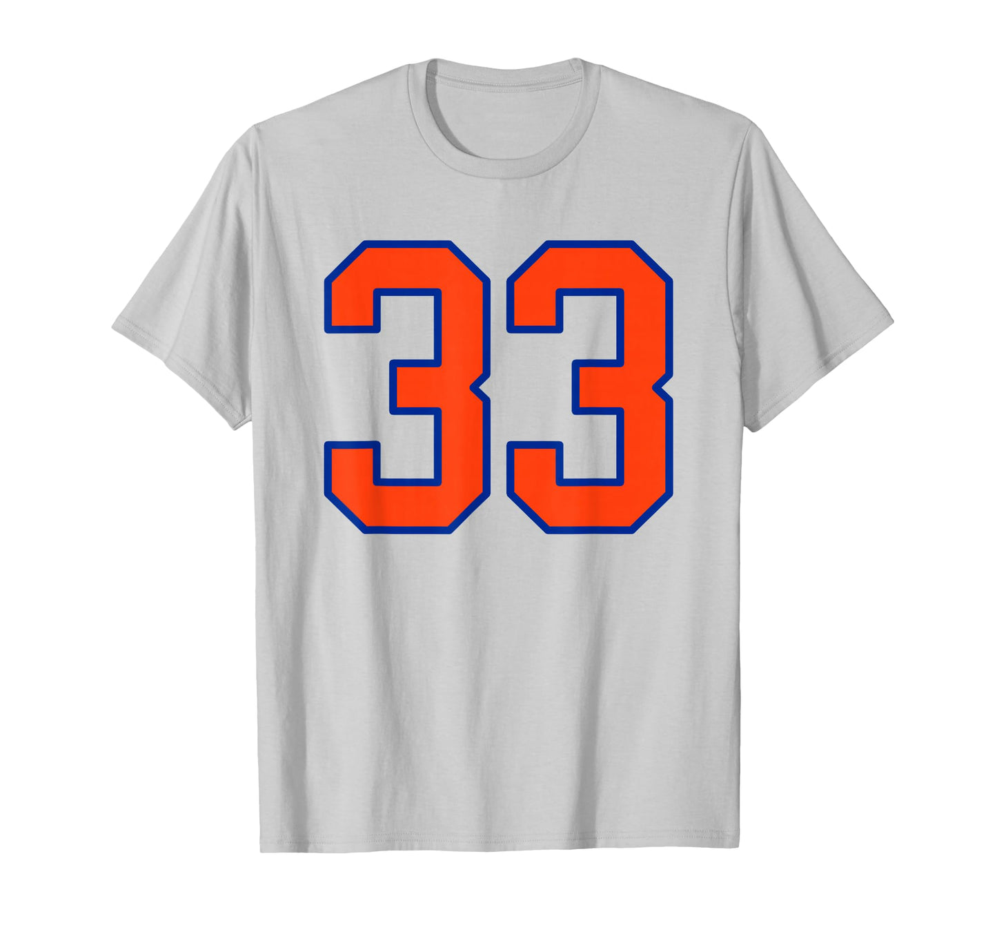 Orange and Blue Sports Number 33 Jersey Uniform Player T-Shirt