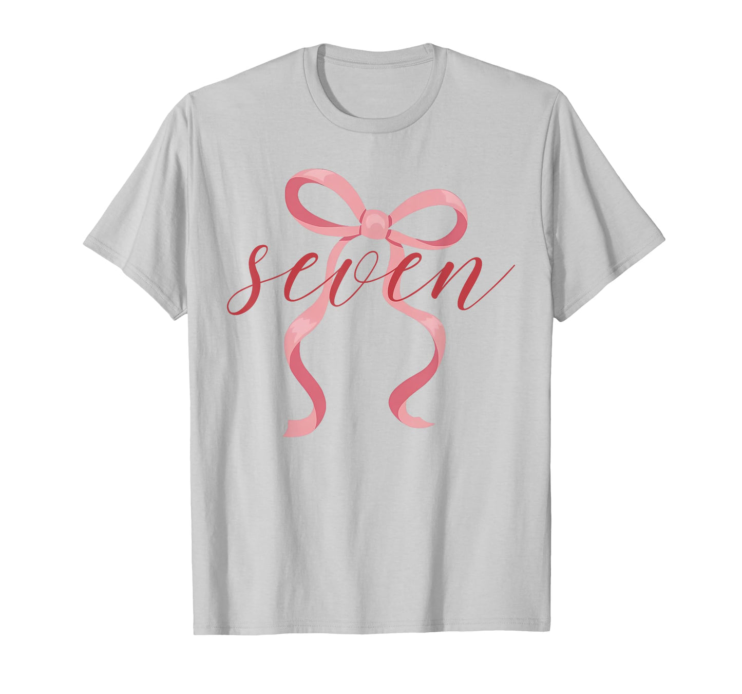 Pink Girl Coquette Bow 7 Year Old 7th Birthday Party T-Shirt