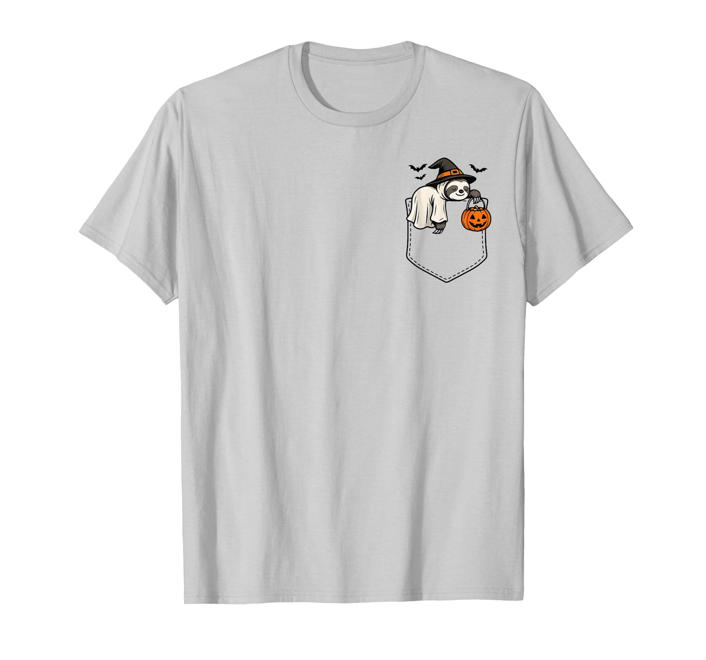 Halloween Ghost Lazy Animal Sleeping in A Pocket Sloth Day T-Shirt
