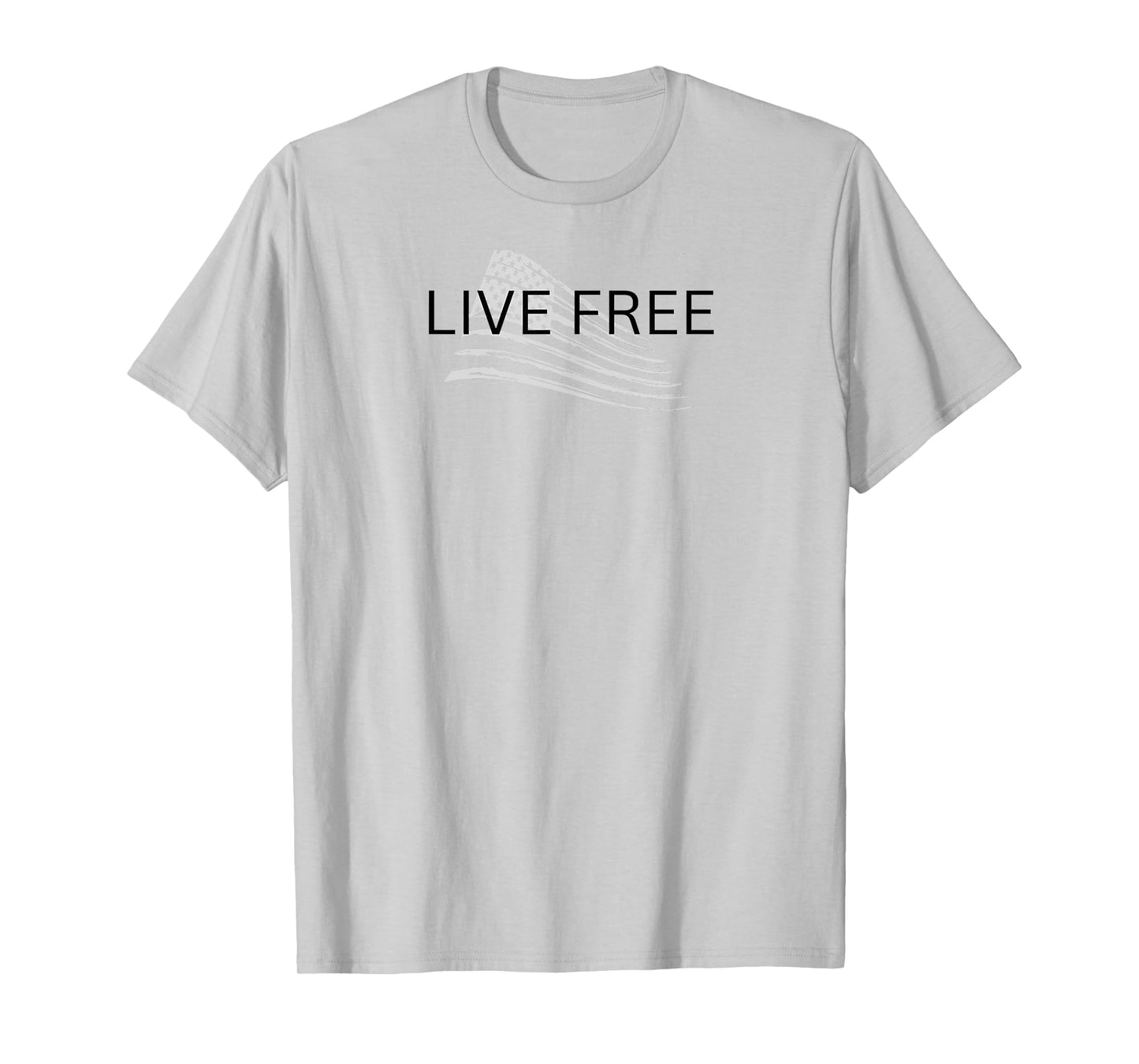 Live Free Text Christian, Patriotic Cross Flag Faith Blk Txt T-Shirt