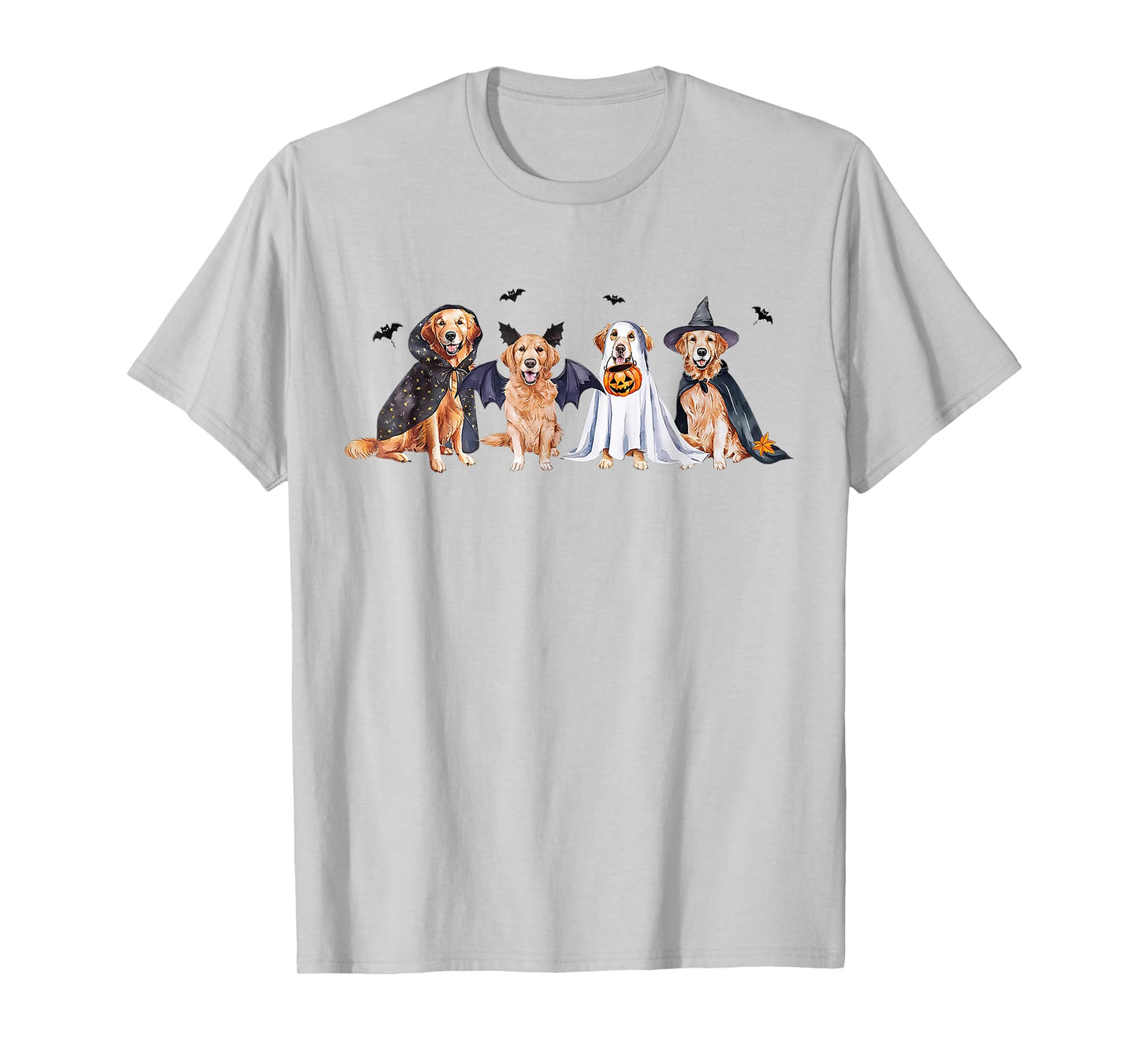 Golden Retriever Ghost Dog Halloween Golden Retriever Witch T-Shirt for Men Women Kids