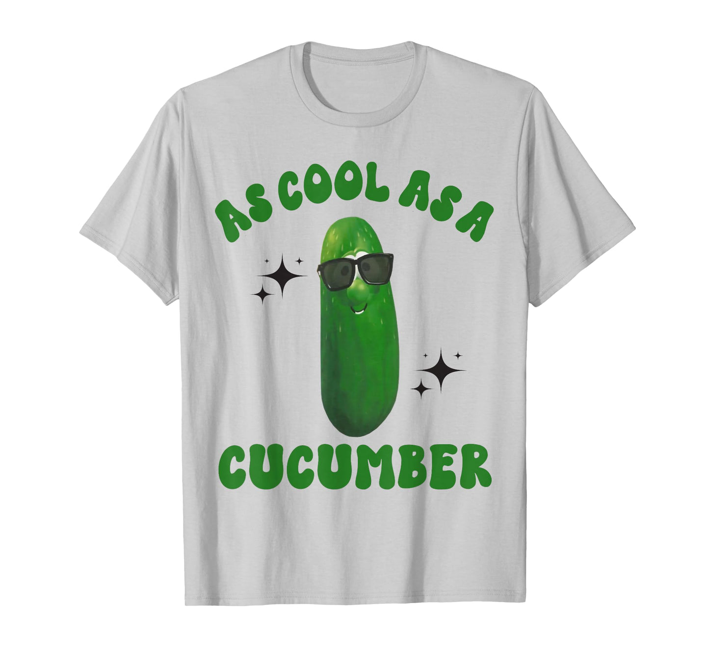 As Cool As a Cucumber Funny Cucumber In Sunglusses Design T-Shirt, Small, Grey