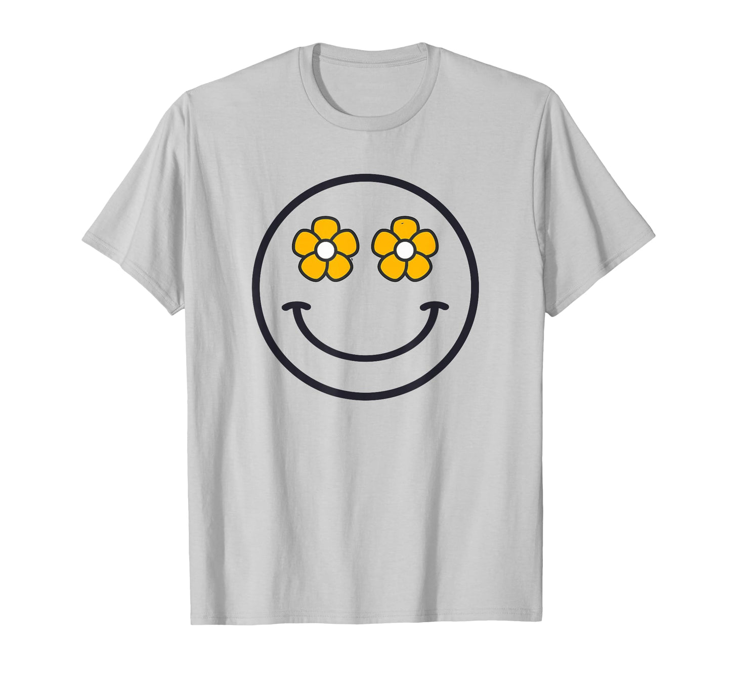 Funny Smiling Flowers Women Girls Cool Happy Face Smile T-Shirt