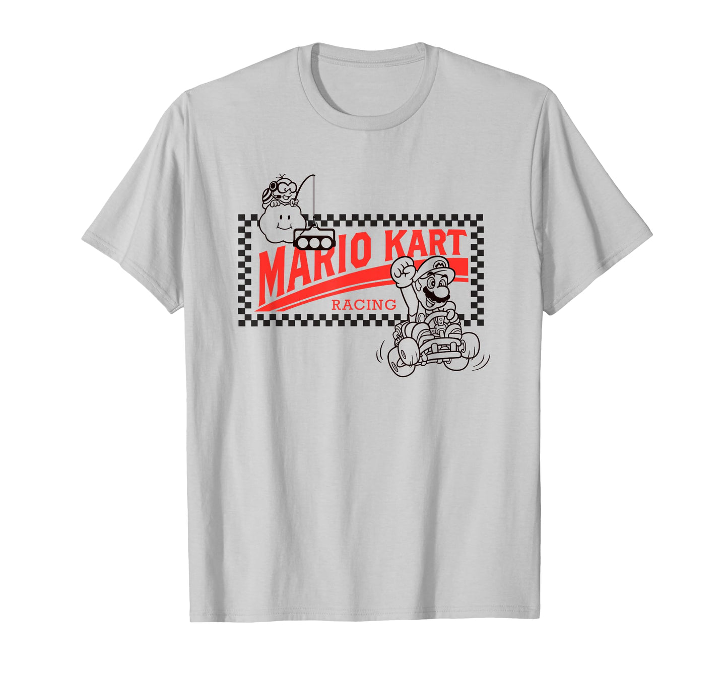 Mario Kart Racing Vintage Checkerboard Frame Logo T-Shirt