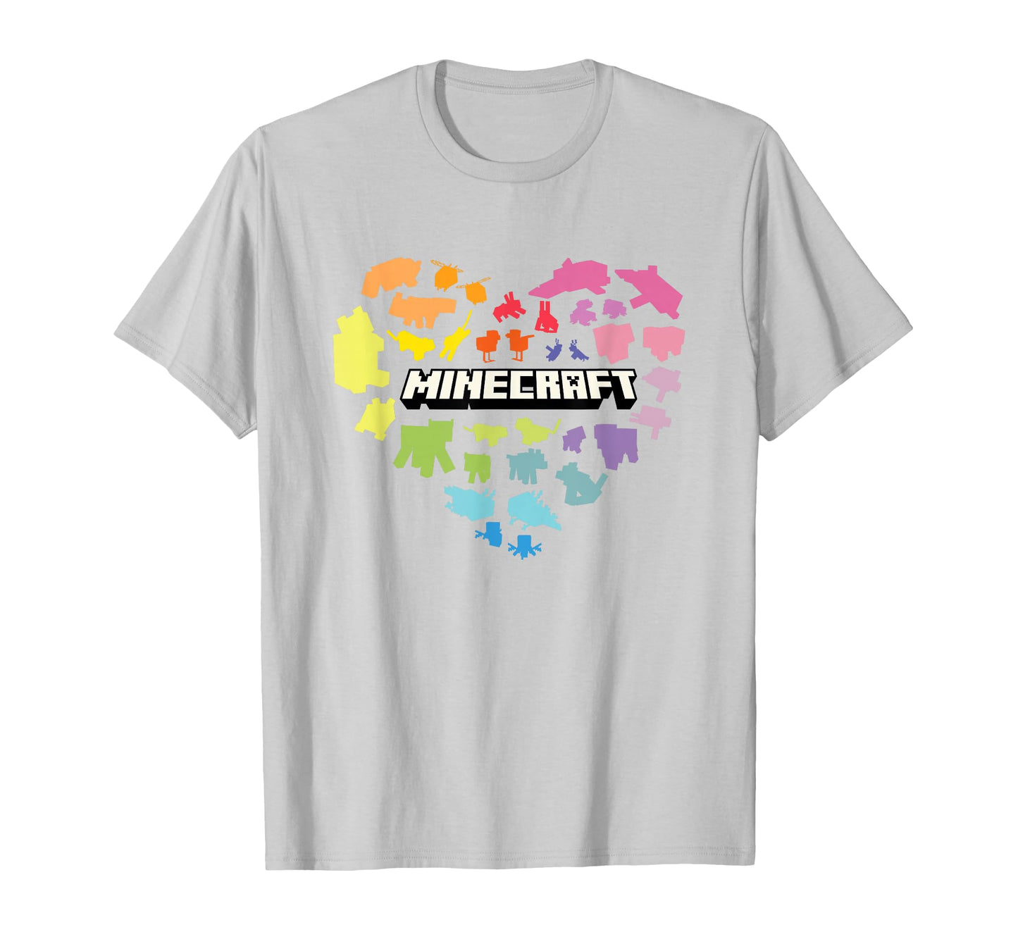 Minecraft Valentine's Day Heart Shaped Rainbow Icons T-Shirt
