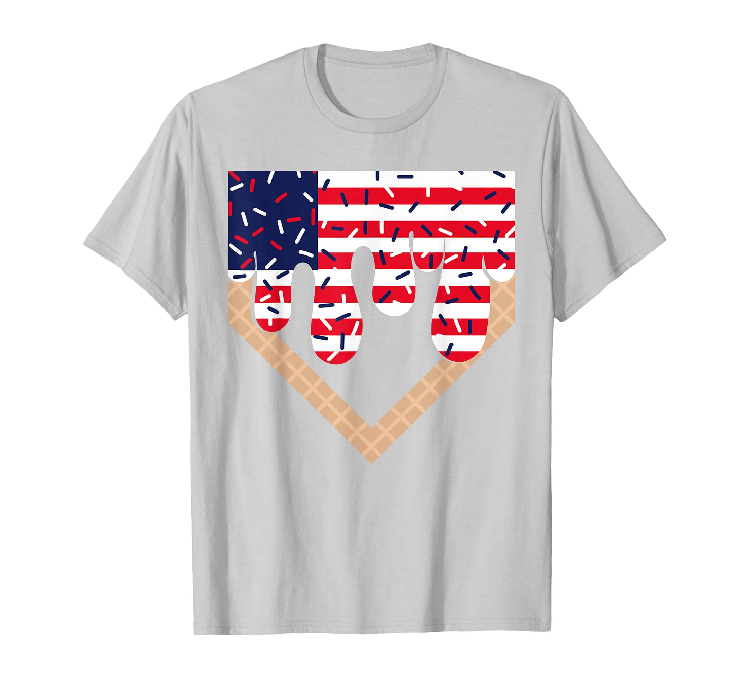 Baseball Drip Boy Ice Cream Patriotic American Flag 4th July T-Shirt
