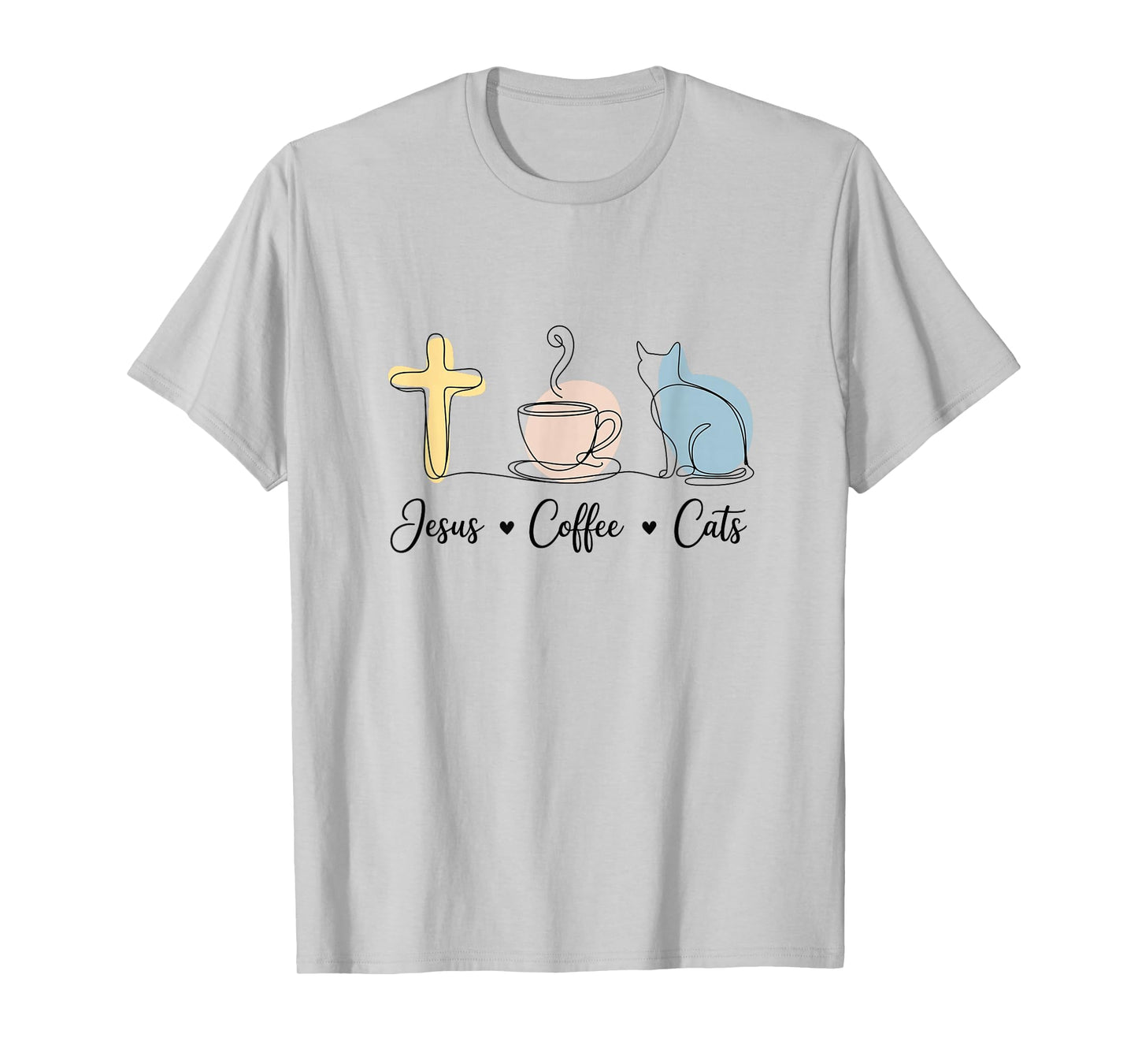 Jesus Coffee Cats Funny Cute Design Jesus Lovers Christian T-Shirt
