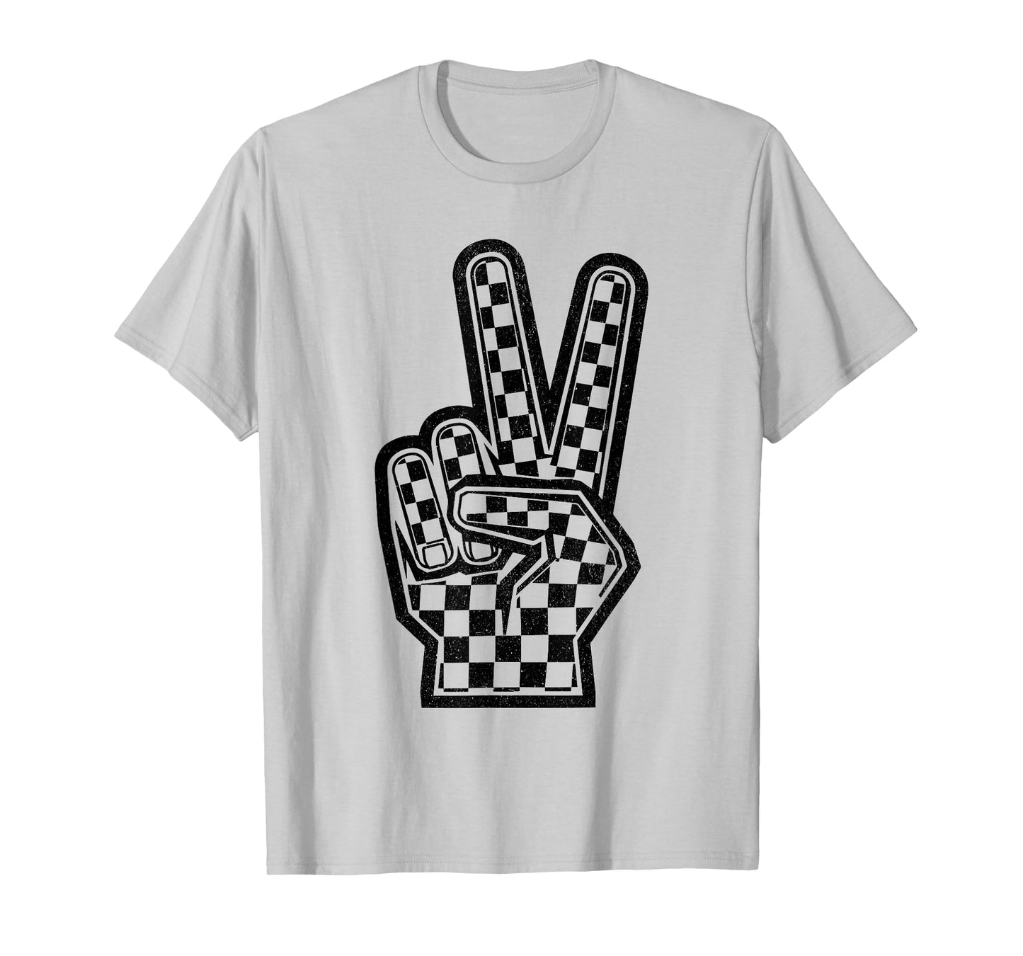 Checkered Peace Sign Shirt Vintage Racing Flag Kids Boy Girl T-Shirt