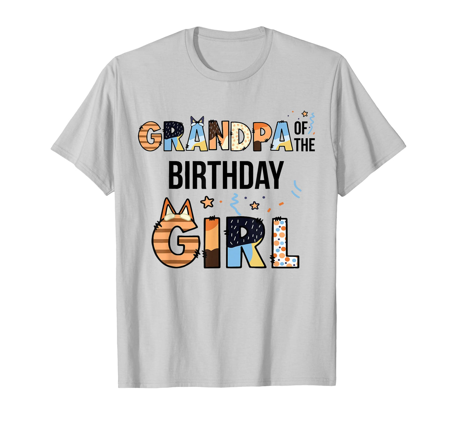 Grandpa Of The Birthday Girl Party Blue Dog Lover Matching T-Shirt