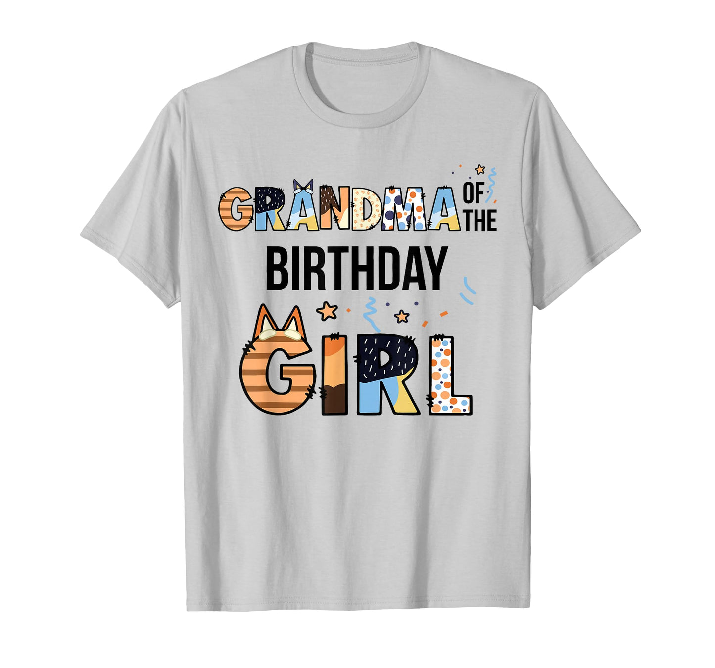 Grandma Of The Birthday Girl Party Blue Dog Lover Matching T-Shirt