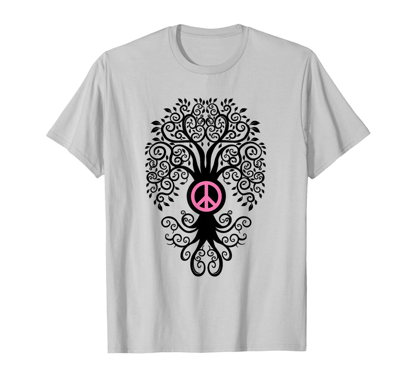 Bodhi Tree with Pink Peace Sign Yoga Tshirt T-Shirt