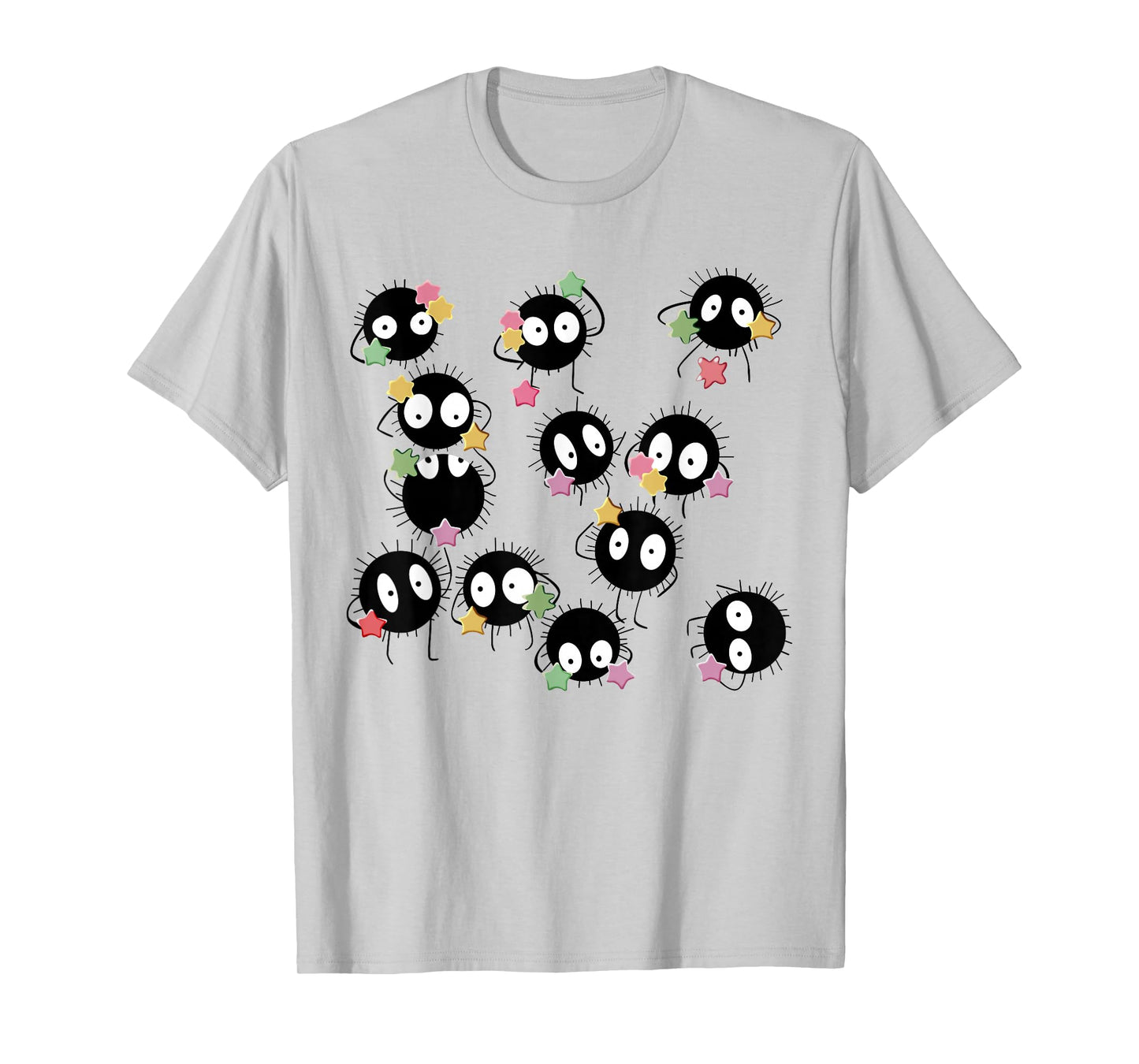 Cute Anime Soot Man Ball with Colourful Sugar Stars T-Shirt