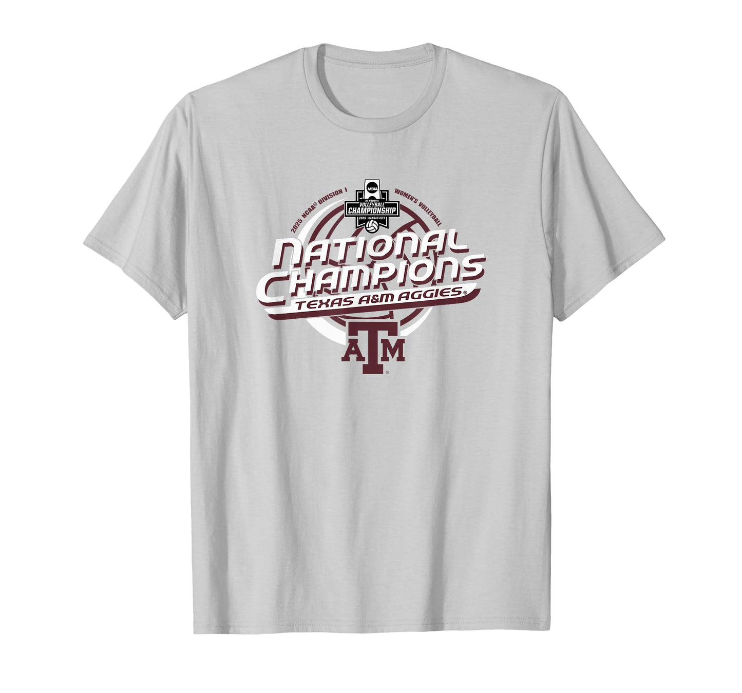 Texas A&M Aggies National Champs 2025 Volleyball Gray T-Shirt