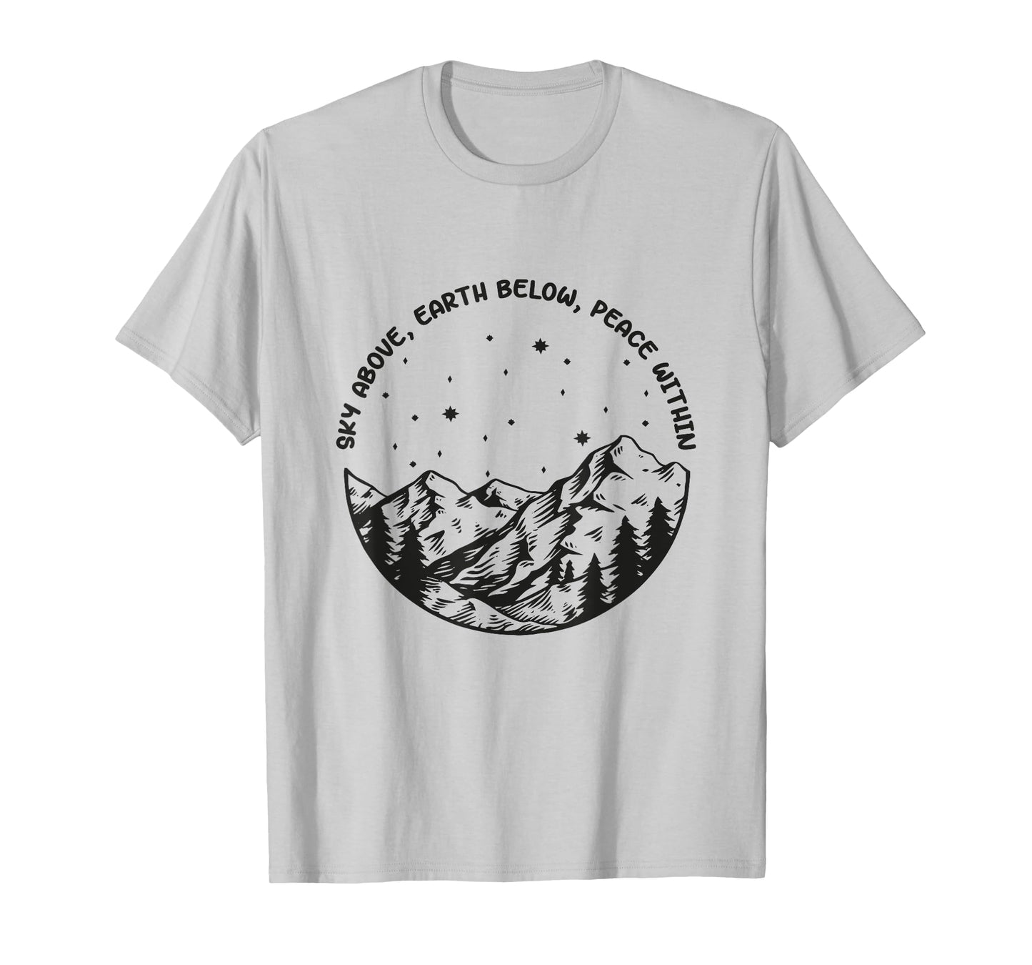 Sky Above Earth Below Peace Within Yoga Meditation T-Shirt