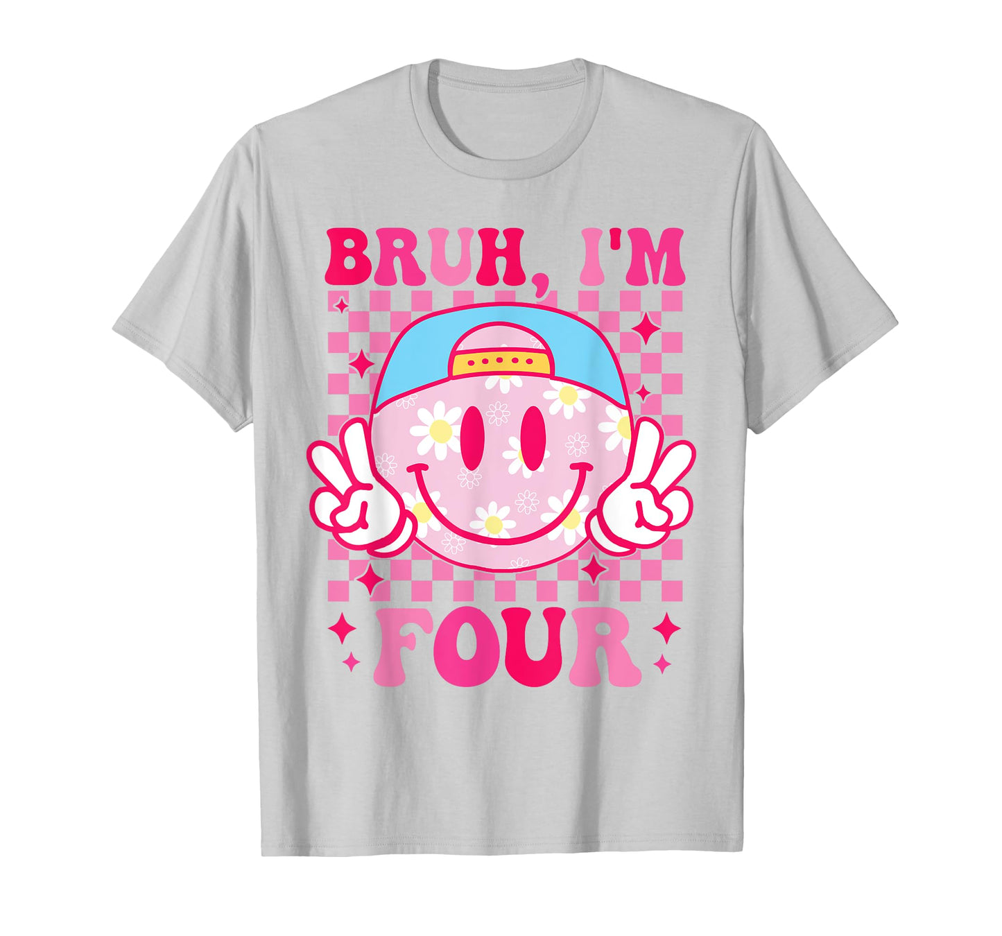 Bruh I'm Four 4 4th Birthday Groovy Girls 4 Years Old T-Shirt