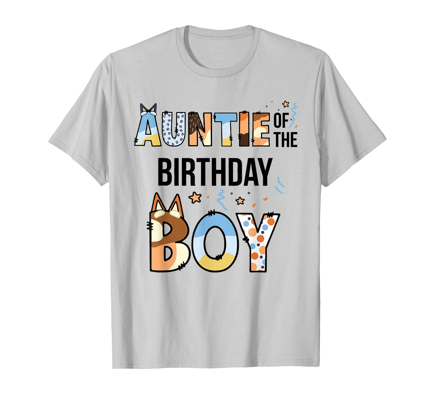 Auntie Of The Birthday Boy Party Blue Dog Lover Matching T-Shirt