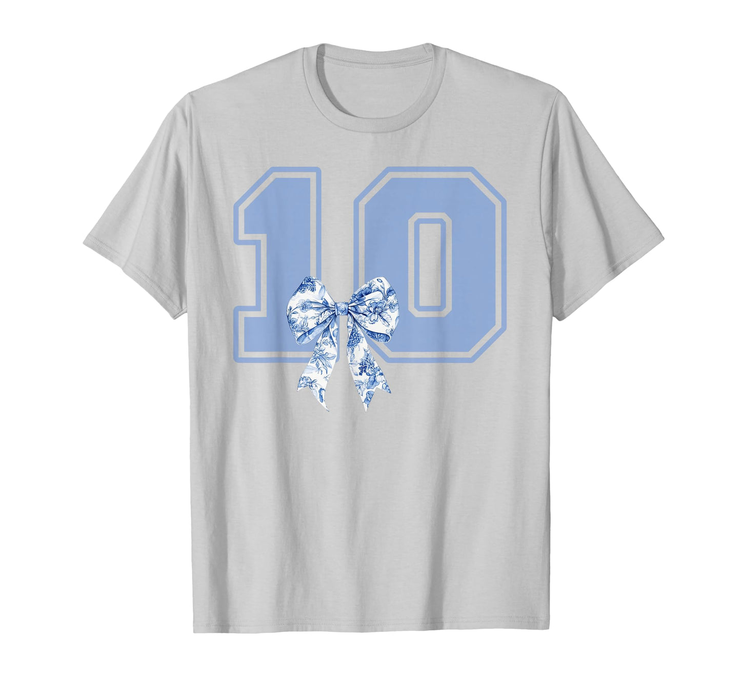Birthday Girl Coquette Toile Blue Bow 10 Year Old Girl T-Shirt