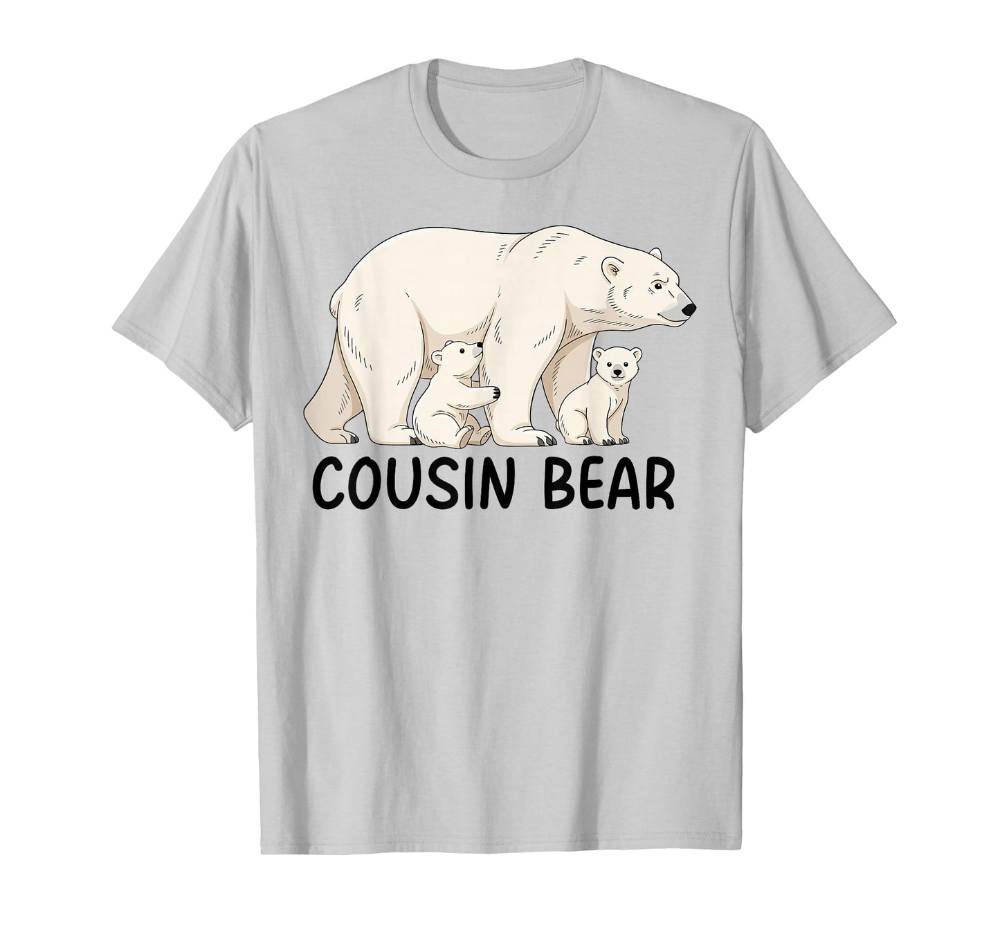 Cousin Bear with Two Cubs Siblings Polar Bear Family T-Shirt