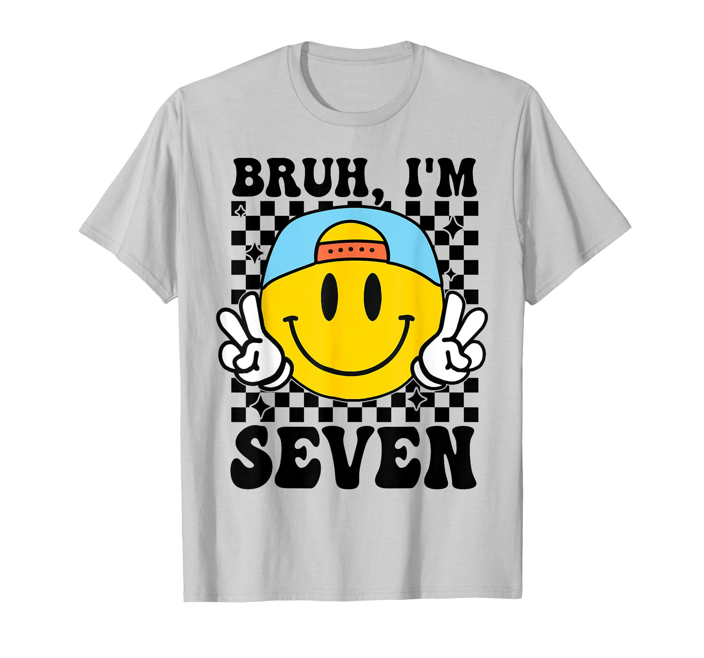 Bruh I'm Seven 7 7th Birthday Groovy Boys Girls 7 Years Old T-Shirt