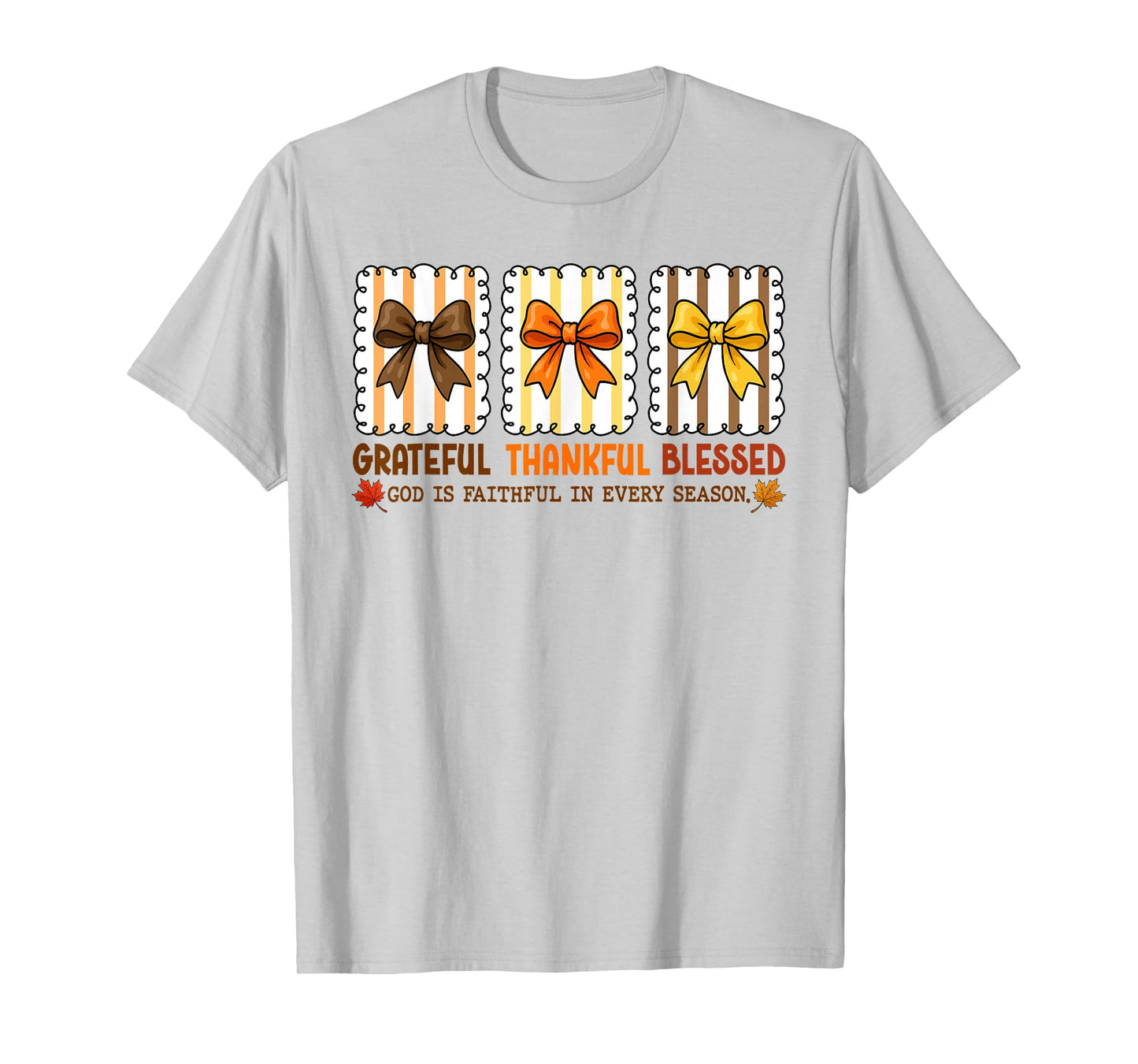 Cute Coquette Christian Fall Bow Grateful Thankful Blessed T-Shirt