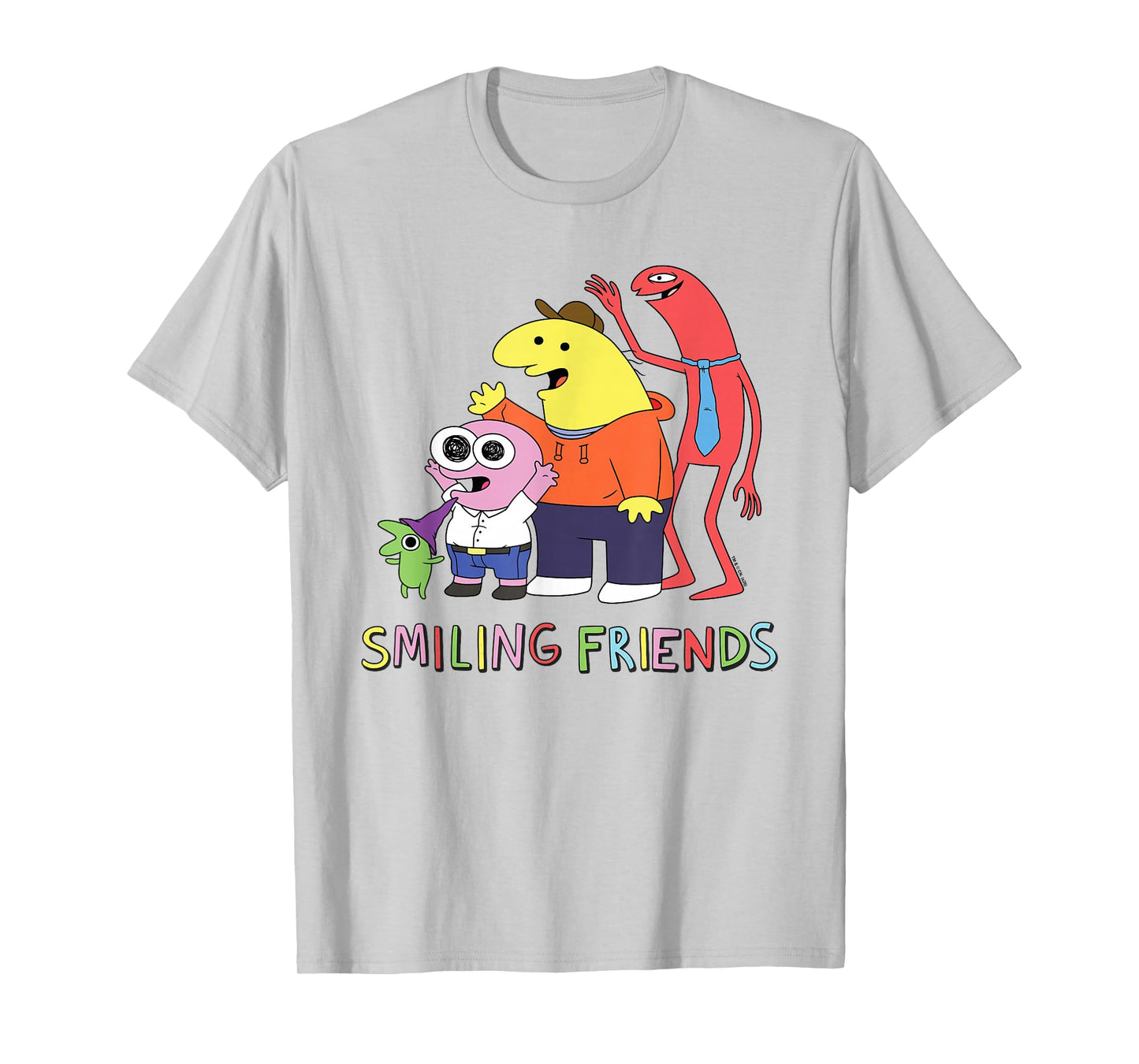Smiling Friends Stacked Characters with Logo Cartoon T-Shirt