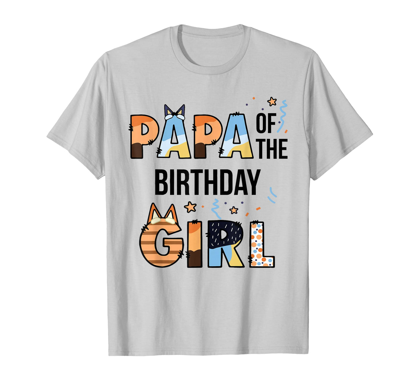 Papa Of The Birthday Girl Party Blue Dog Lover Matching T-Shirt