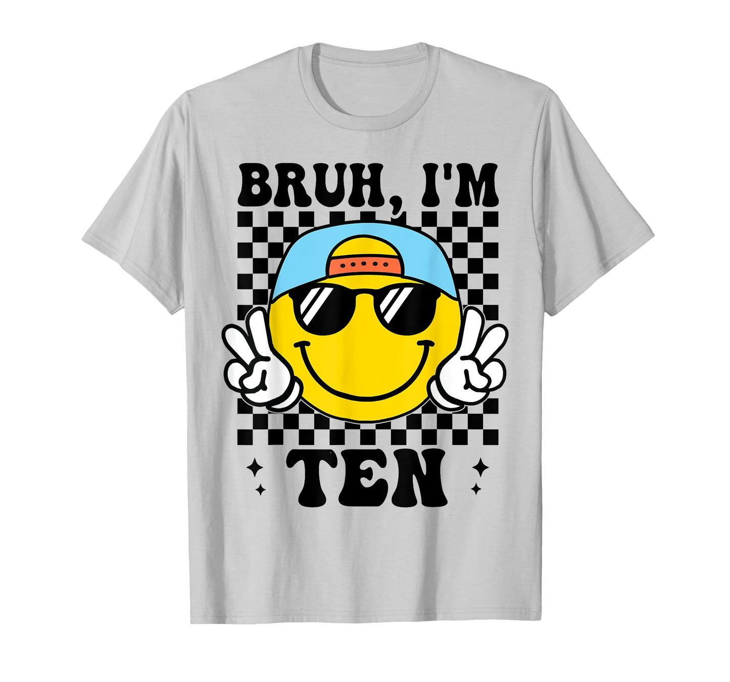 Bruh I'm Ten 10 10th Birthday Groovy Boys Girls 10 Years Old T-Shirt