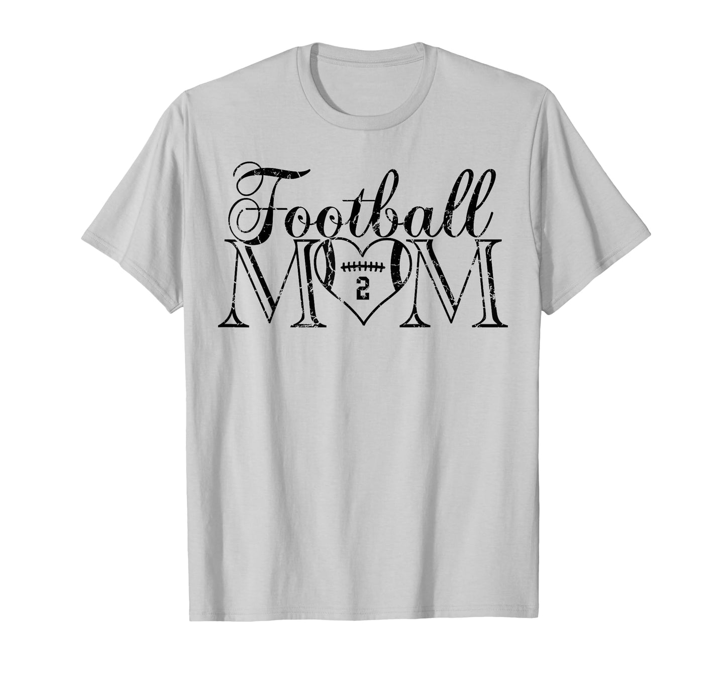 Cute Football Mom Black Number 2 Jersey Heart #2 Game Day T-Shirt