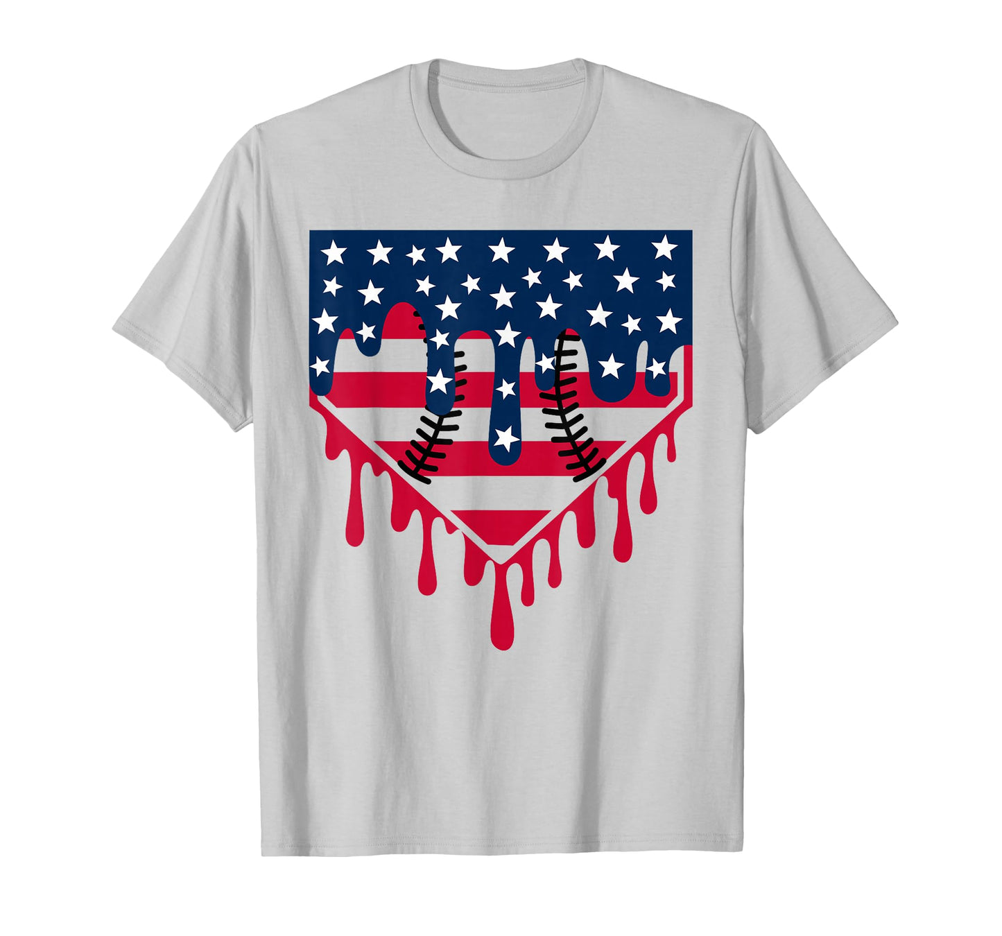 Baseball Drip Boy Ice Cream Patriotic American Flag 4th July T-Shirt