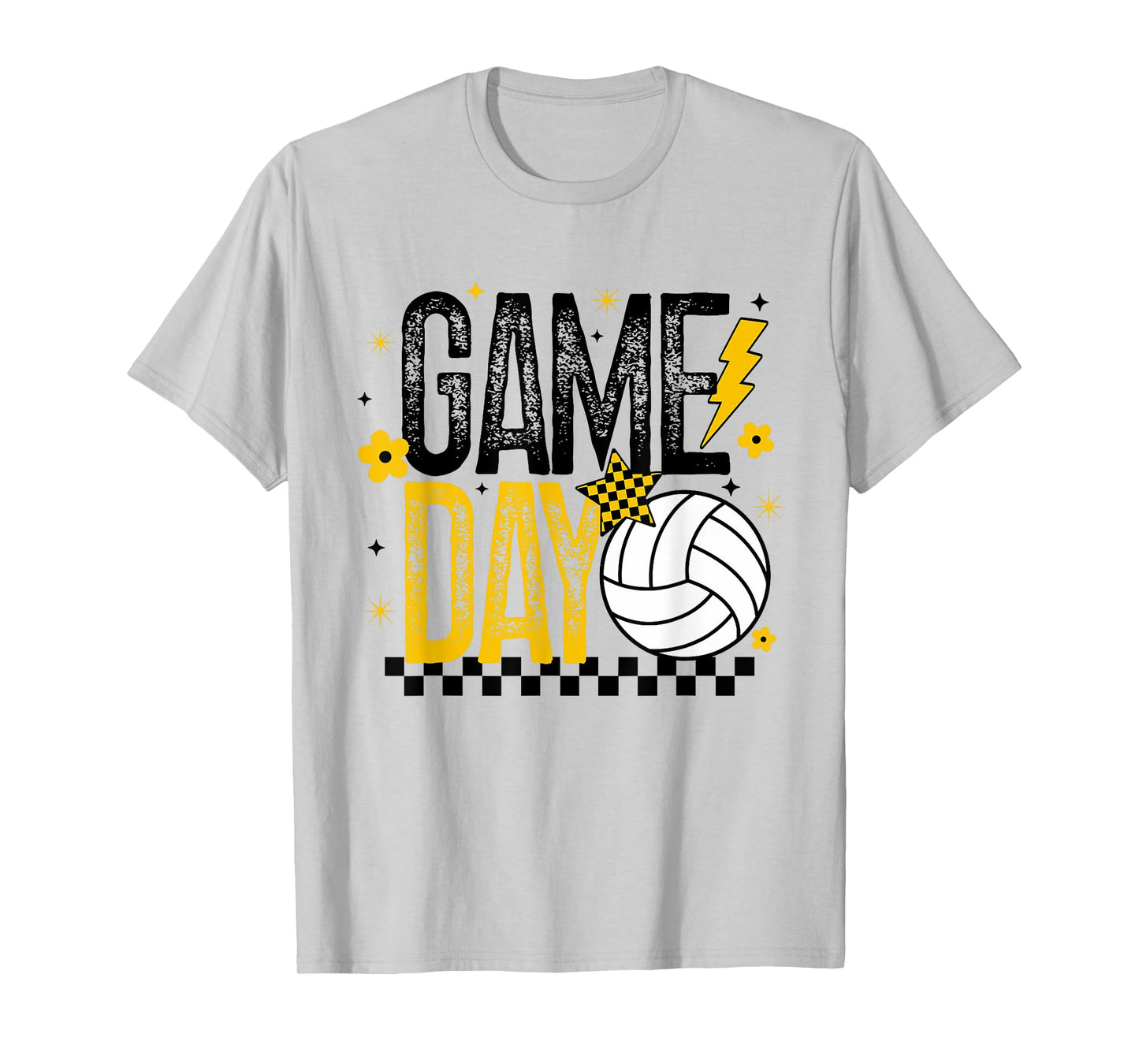 Volleyball Game Day Retro Girls Volleyball Mom Black & Gold T-Shirt