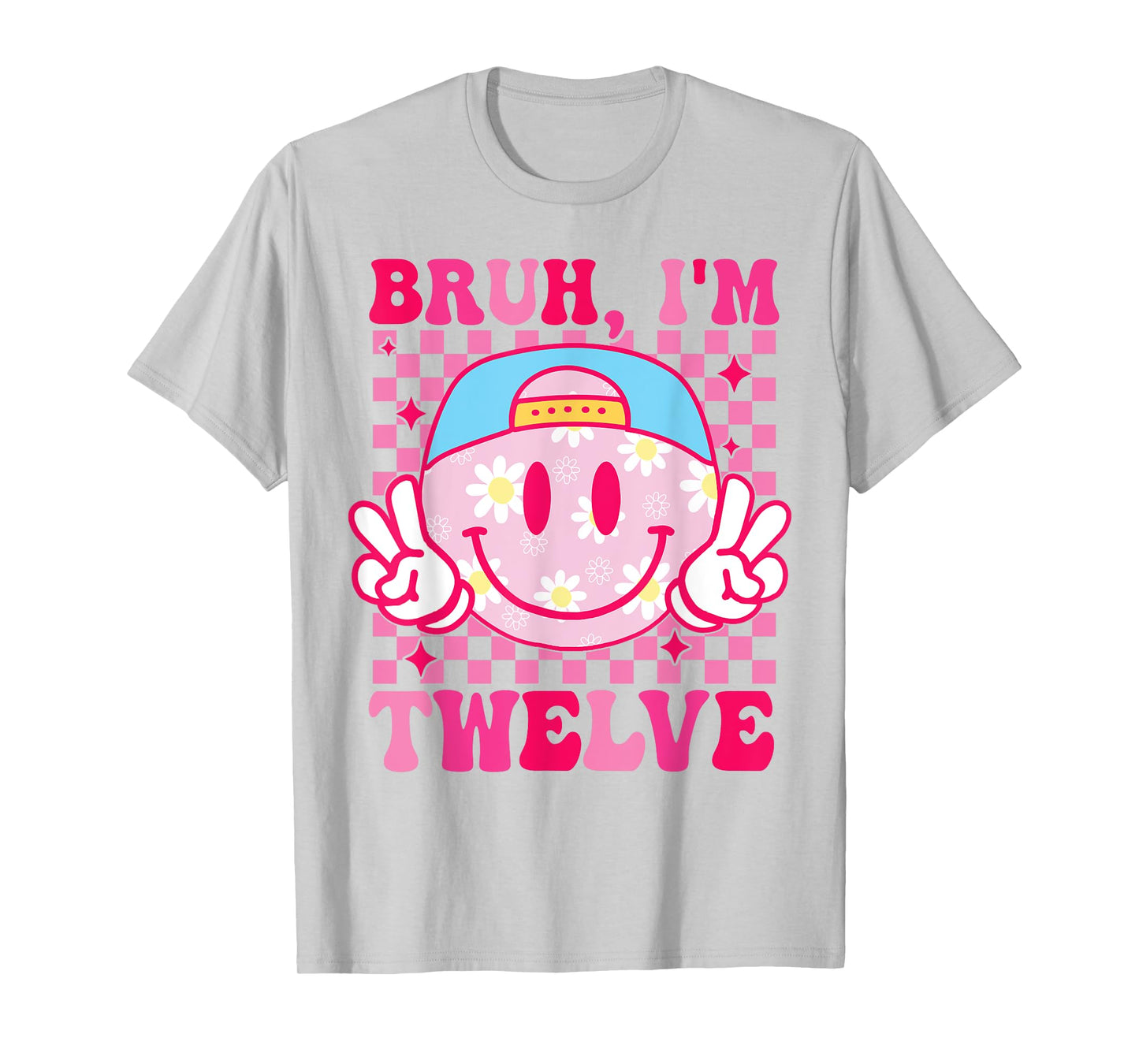 Bruh I'm Twelve 12 12th Birthday Groovy Girls 12 Years Old T-Shirt