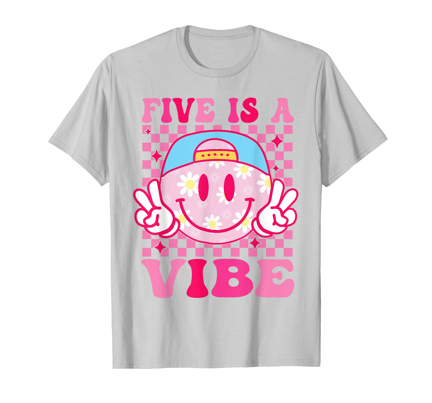 Five is A Vibe Birthday Groovy 5 Year Old Girls 5th Birthday T-Shirt