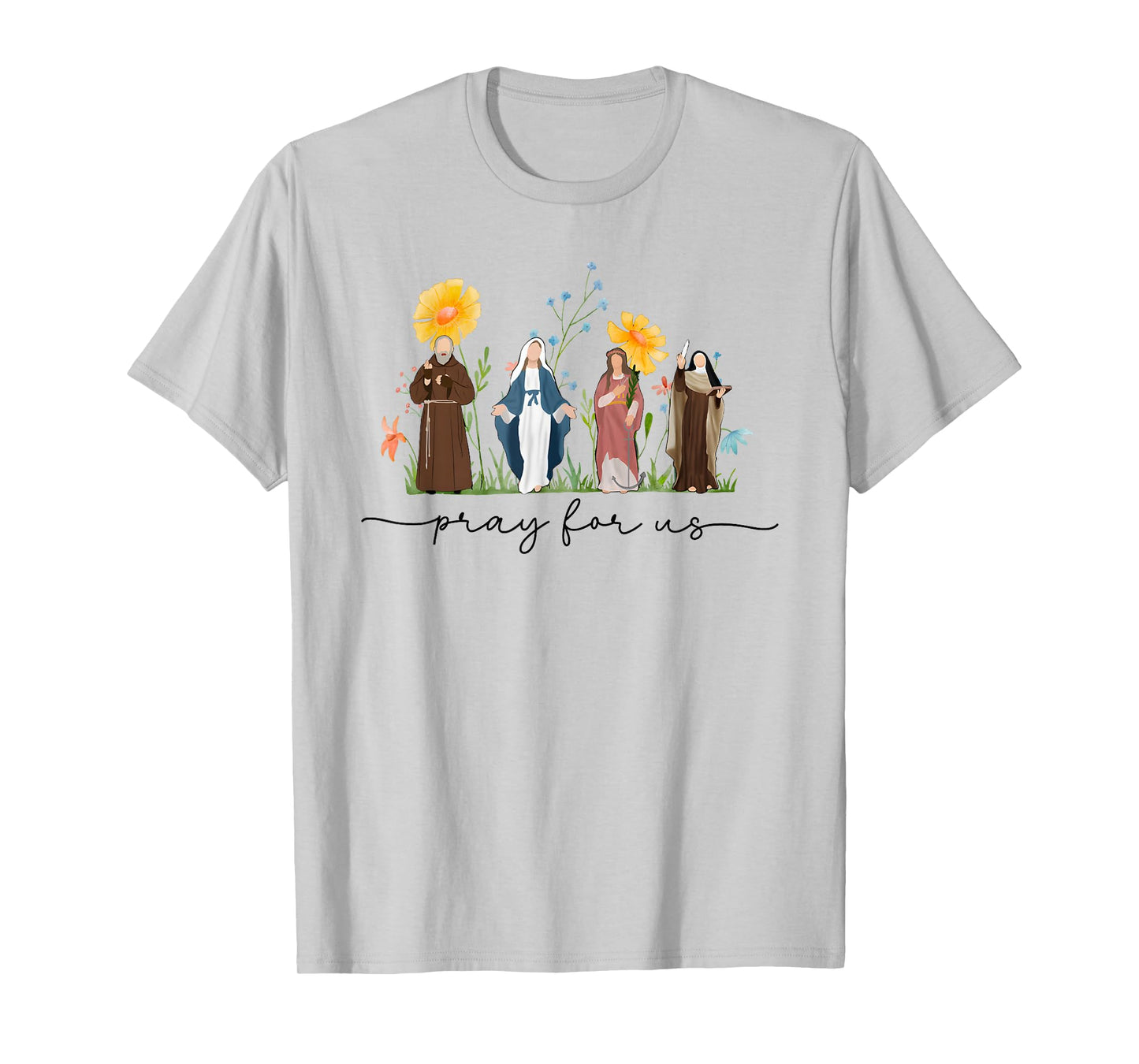 Catholic Saints Floral Women Religious Men Women Kids T-Shirt