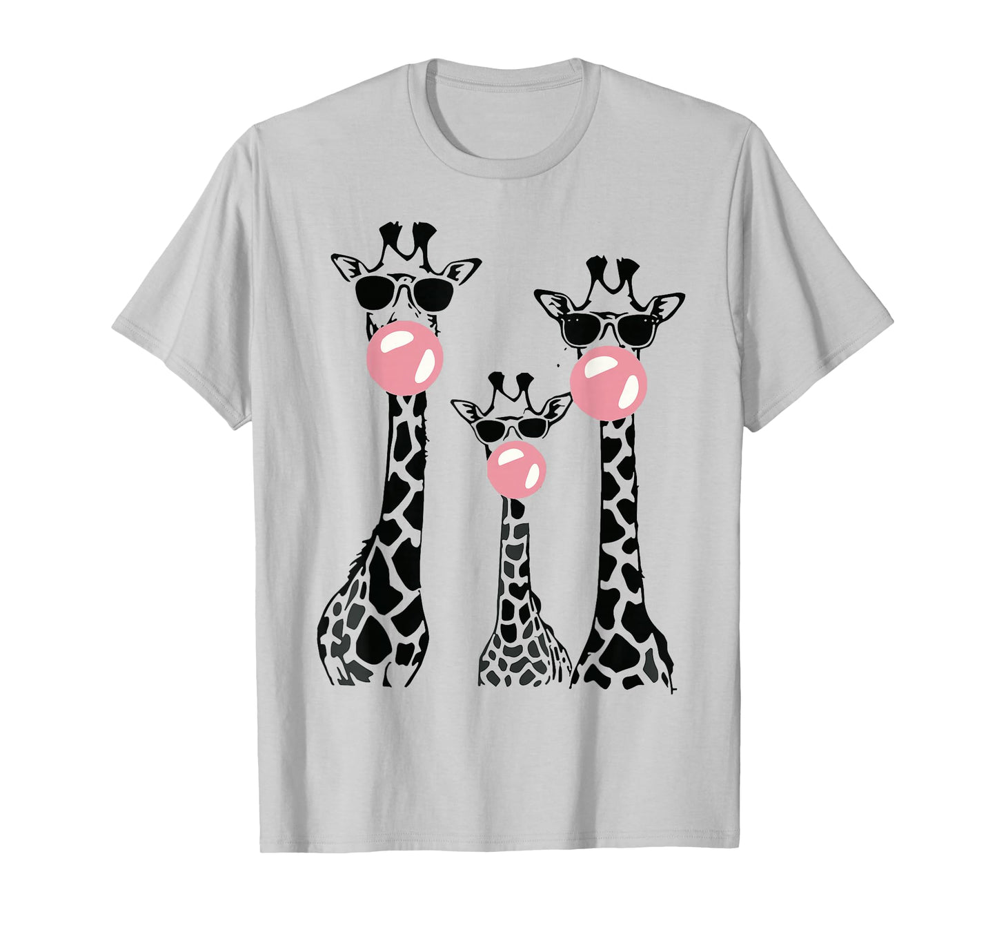 Cute Giraffe Trio Blowing Bubble Gum with Sunglasses T-Shirt