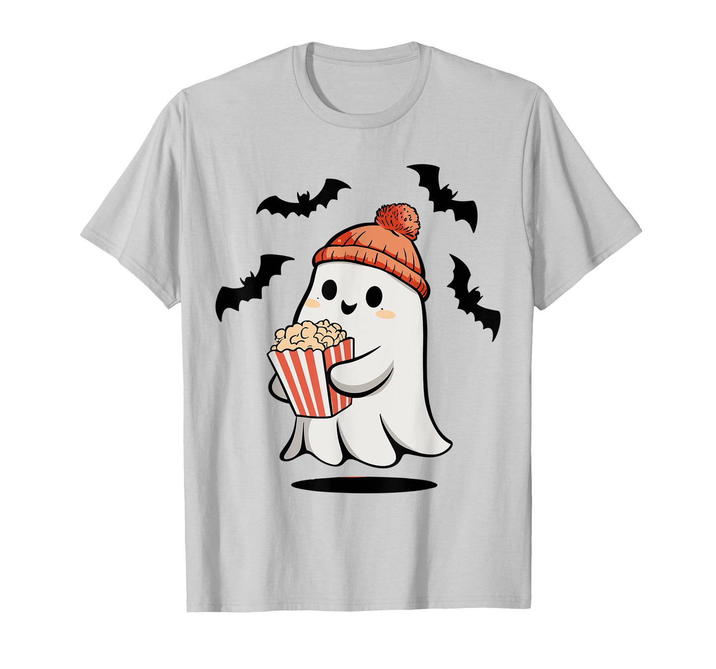 Funny Ghost Eating Pop Corn Lovers Spooky Halloween T-Shirt