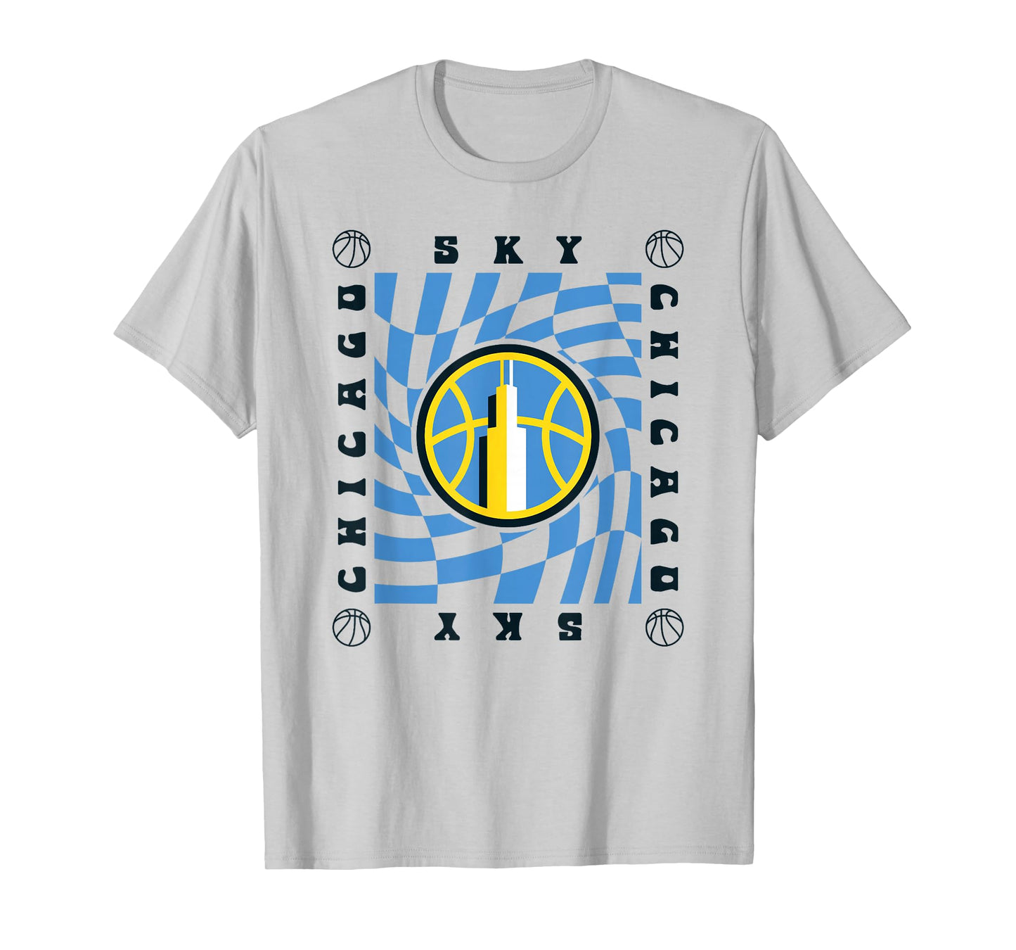 WNBA Chicago Sky Retro Wavy Checkerboard T-Shirt