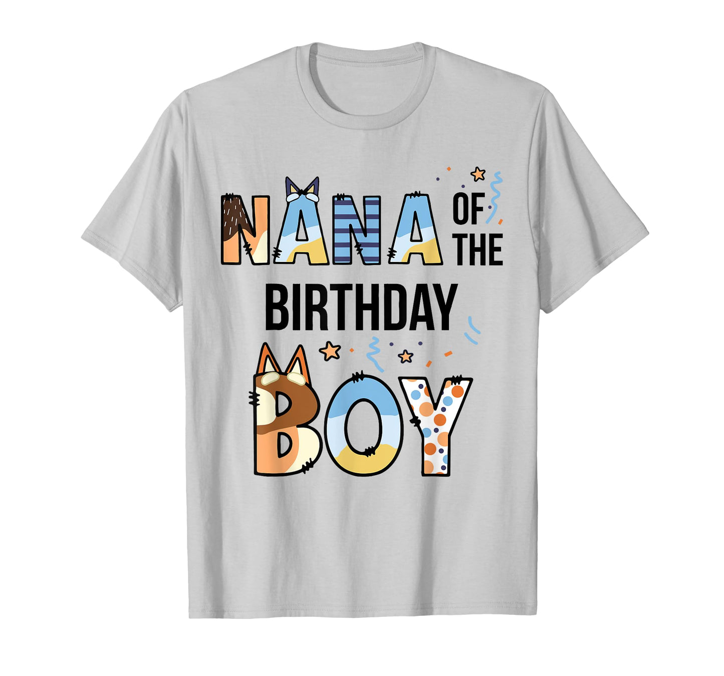 Nana Of The Birthday Boy Party Blue Dog Lover Matching T-Shirt