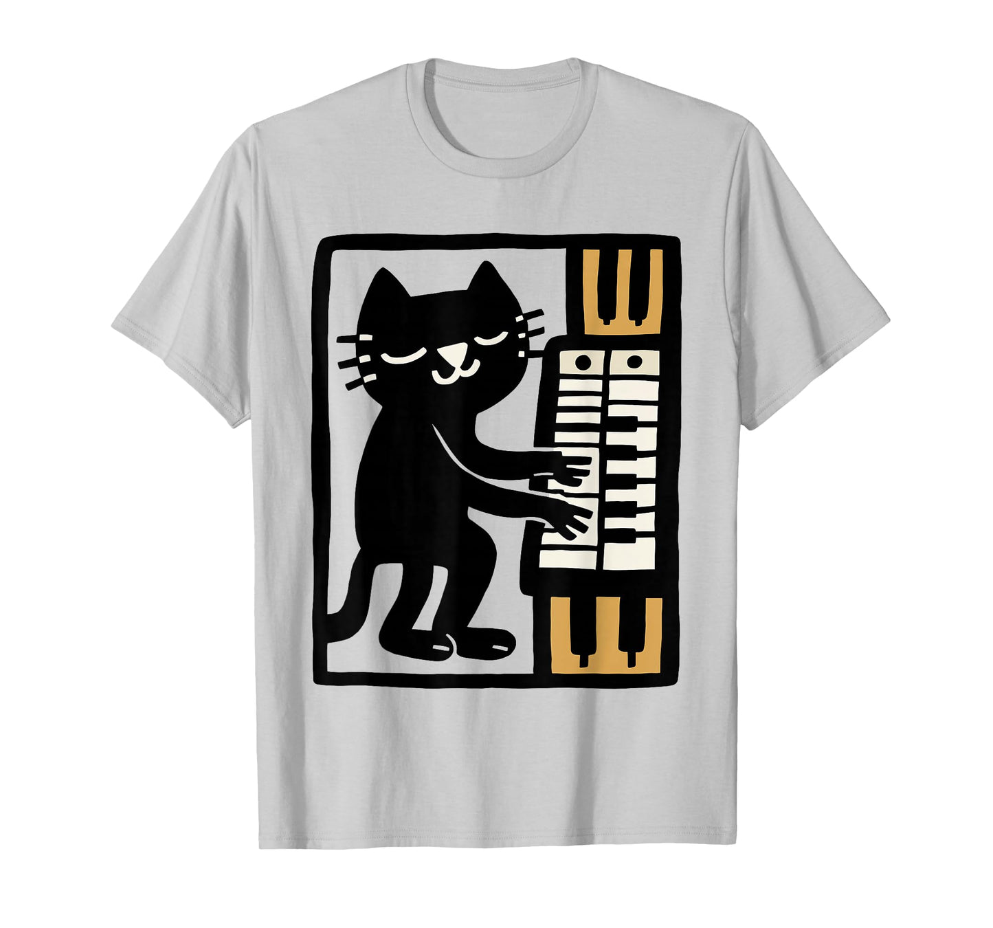Cat Playing Organ – Funny Organist Cat Music Illustration T-Shirt