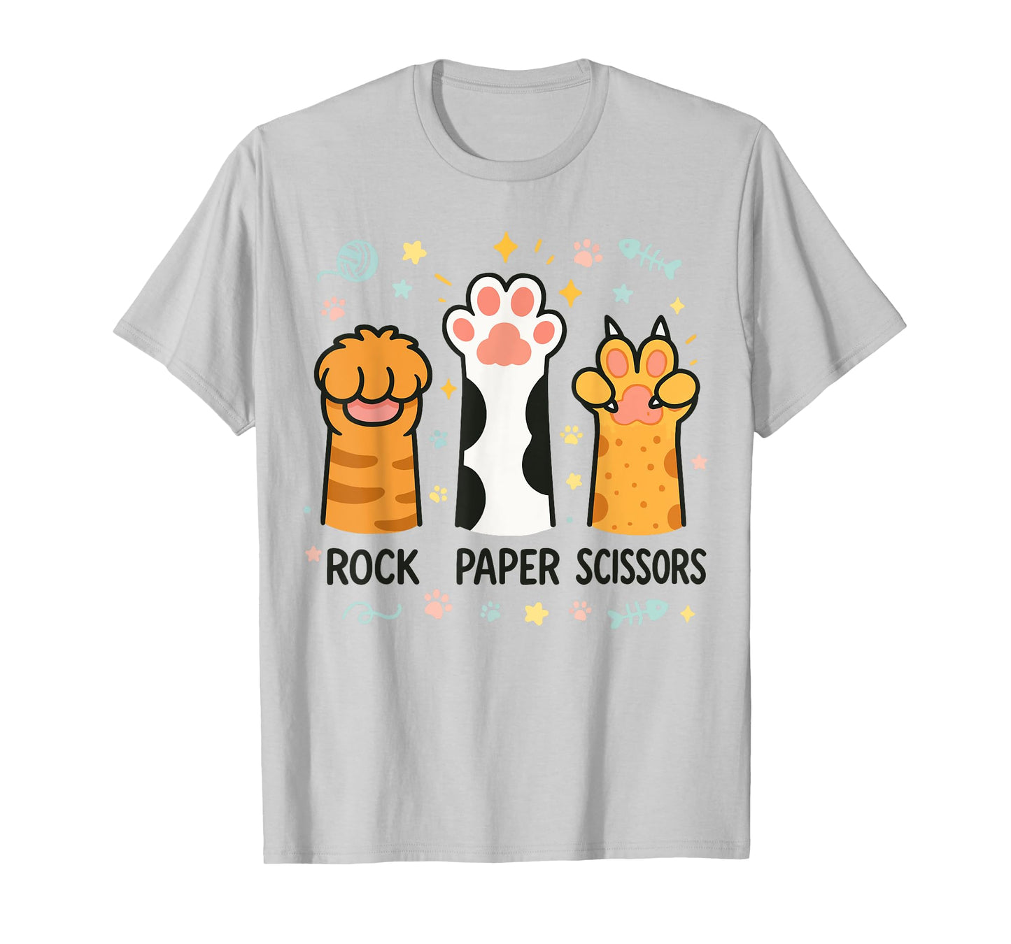 Rock Paper Scissors Hand Game Cute Paw Funny Cat Men Women T-Shirt