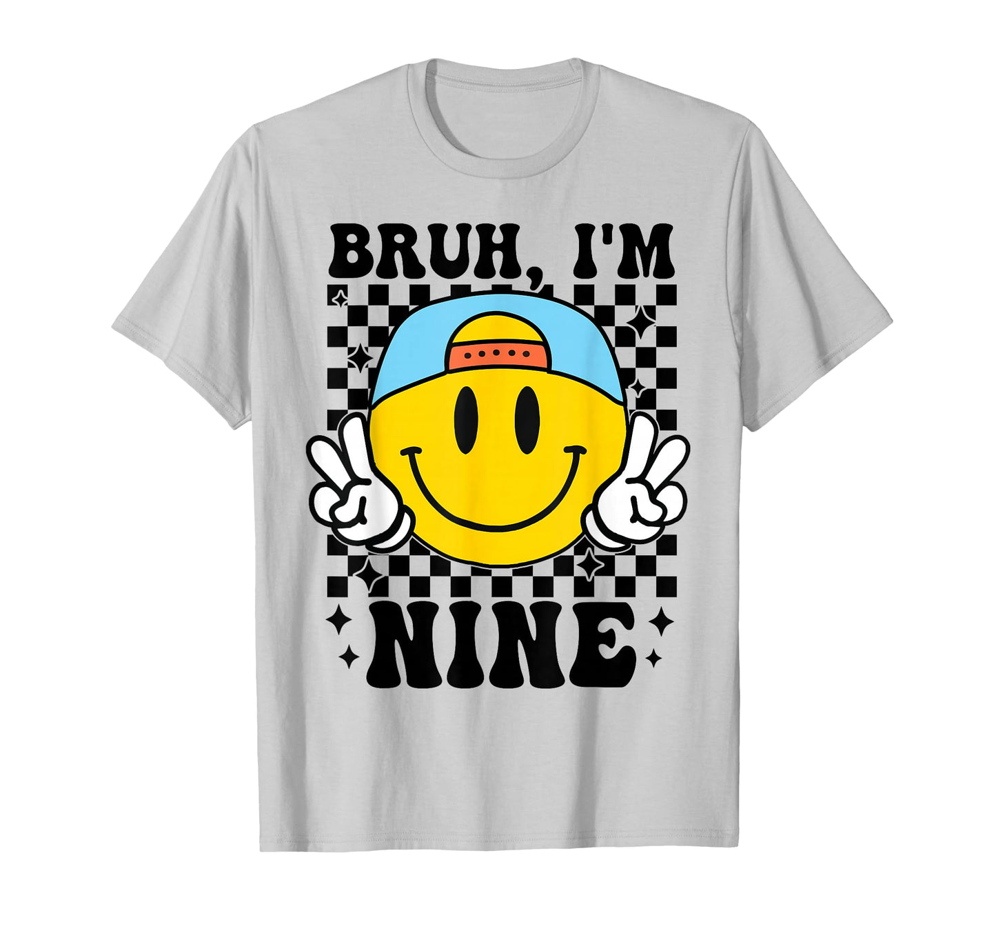 Bruh I'm Nine 9 9th Birthday Groovy Boys Girls 9 Years Old T-Shirt