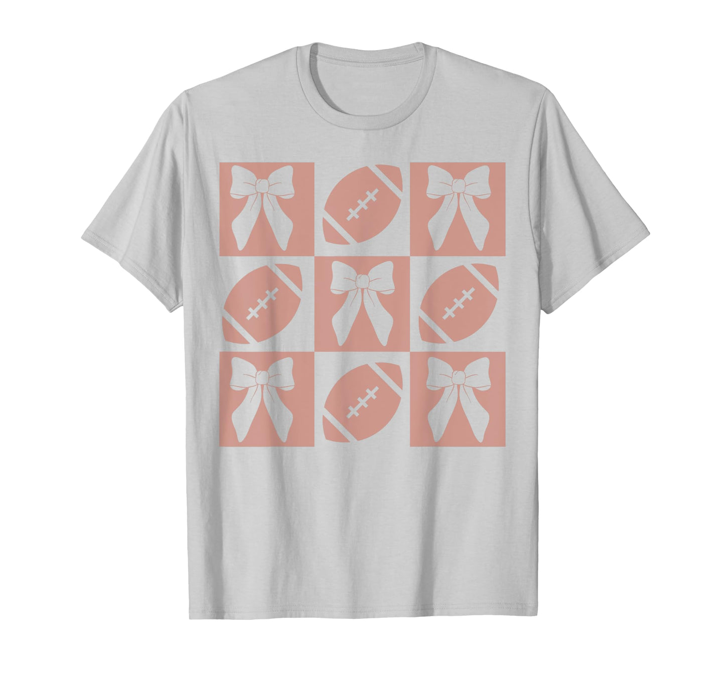 Checkered Football Women Girls Kid Coquette Bow Football Mom T-Shirt