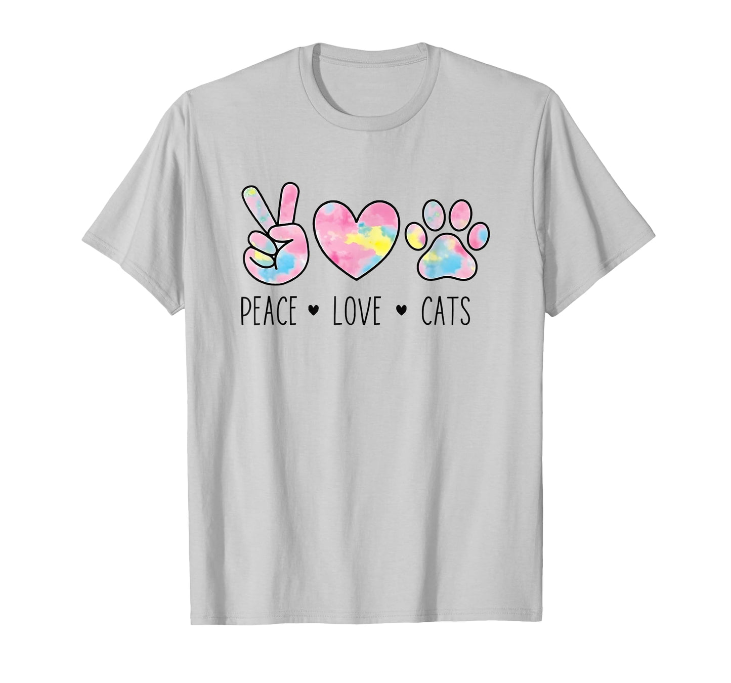 Peace Love Cats Cute Paw Heart Cat Lover Positive Animal T-Shirt