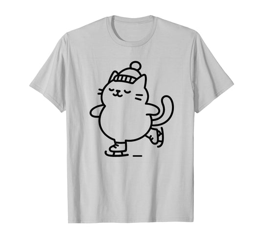 Cute Cat Ice Skating T-Shirt